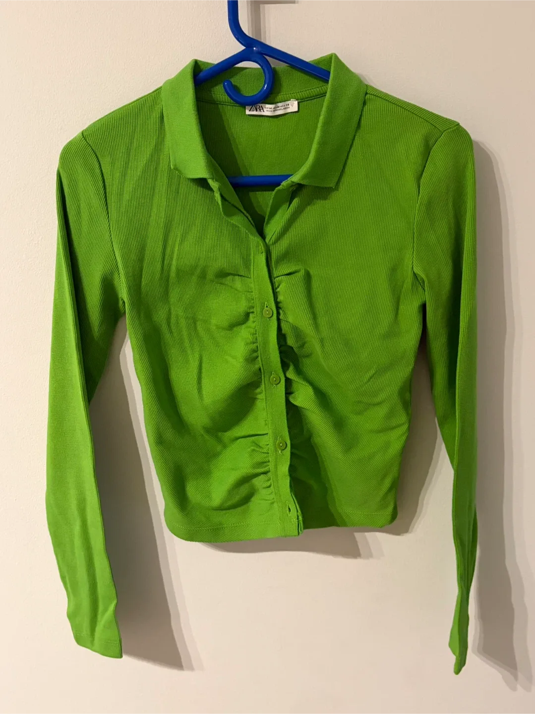 Zara Green Long Sleeve Top - Size M thumbnail