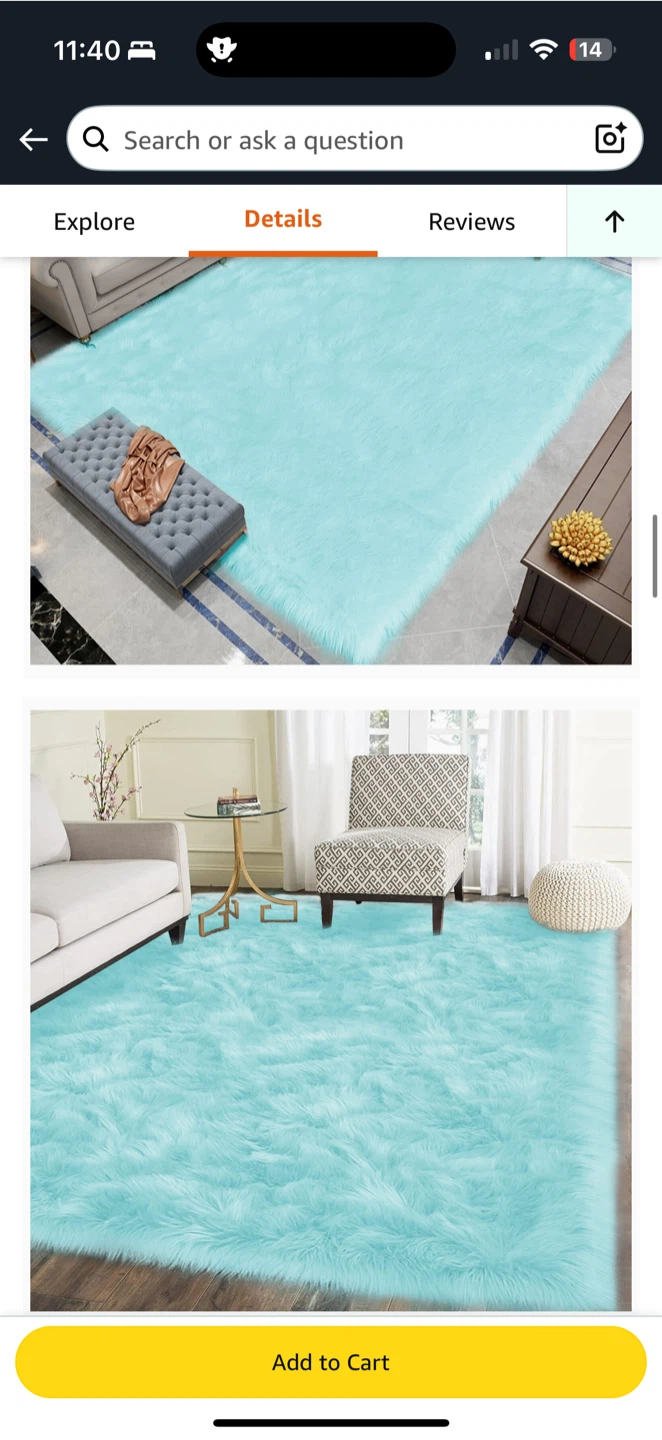 🩵 Shaggy Plush Area Rug – Light Blue (10x8 ft) - photo 2