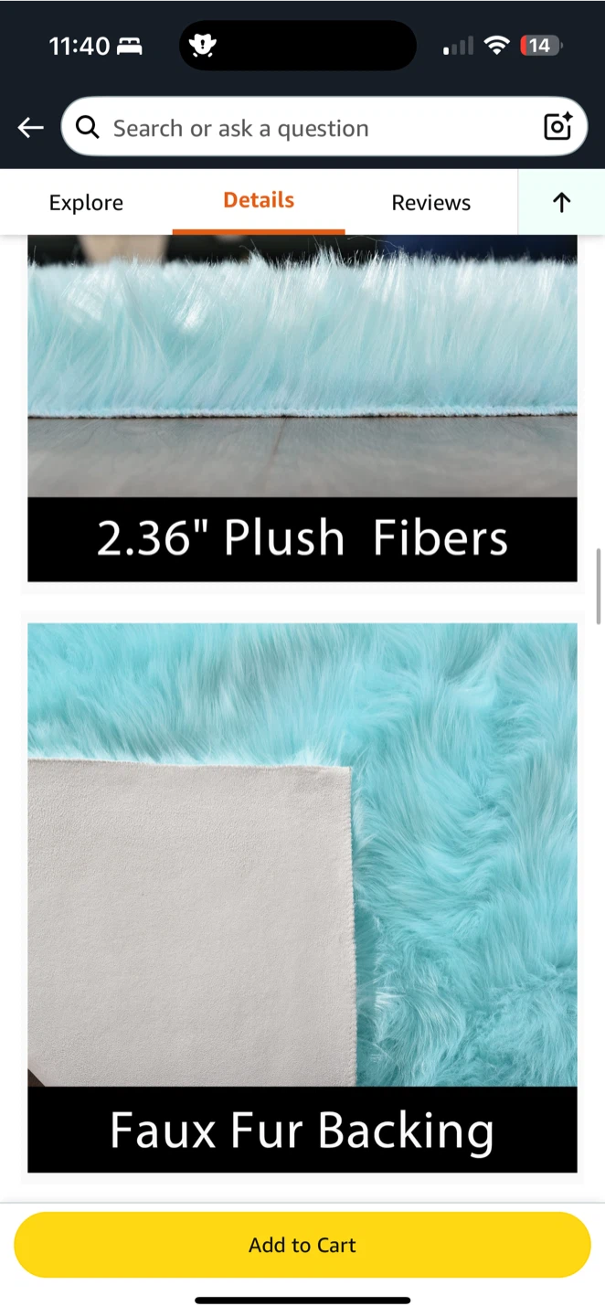 🩵 Shaggy Plush Area Rug – Light Blue (10x8 ft) - photo 3