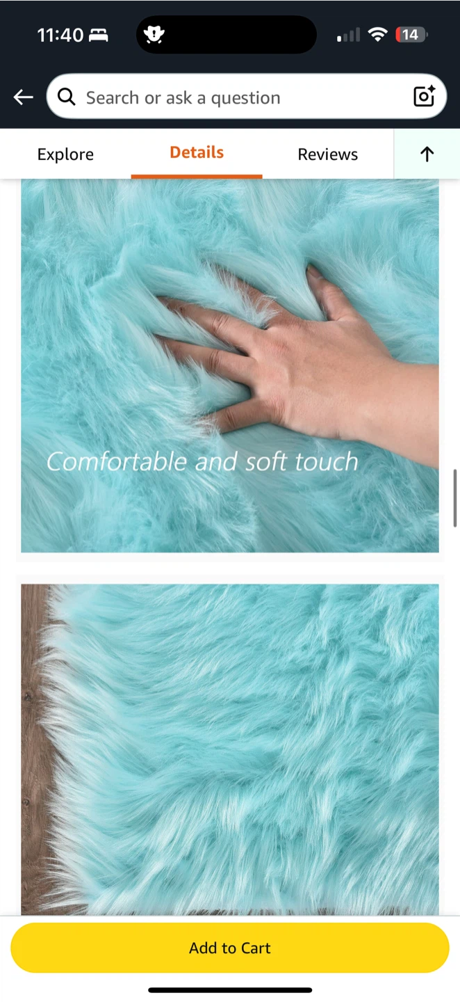 🩵 Shaggy Plush Area Rug – Light Blue (10x8 ft) - photo 4