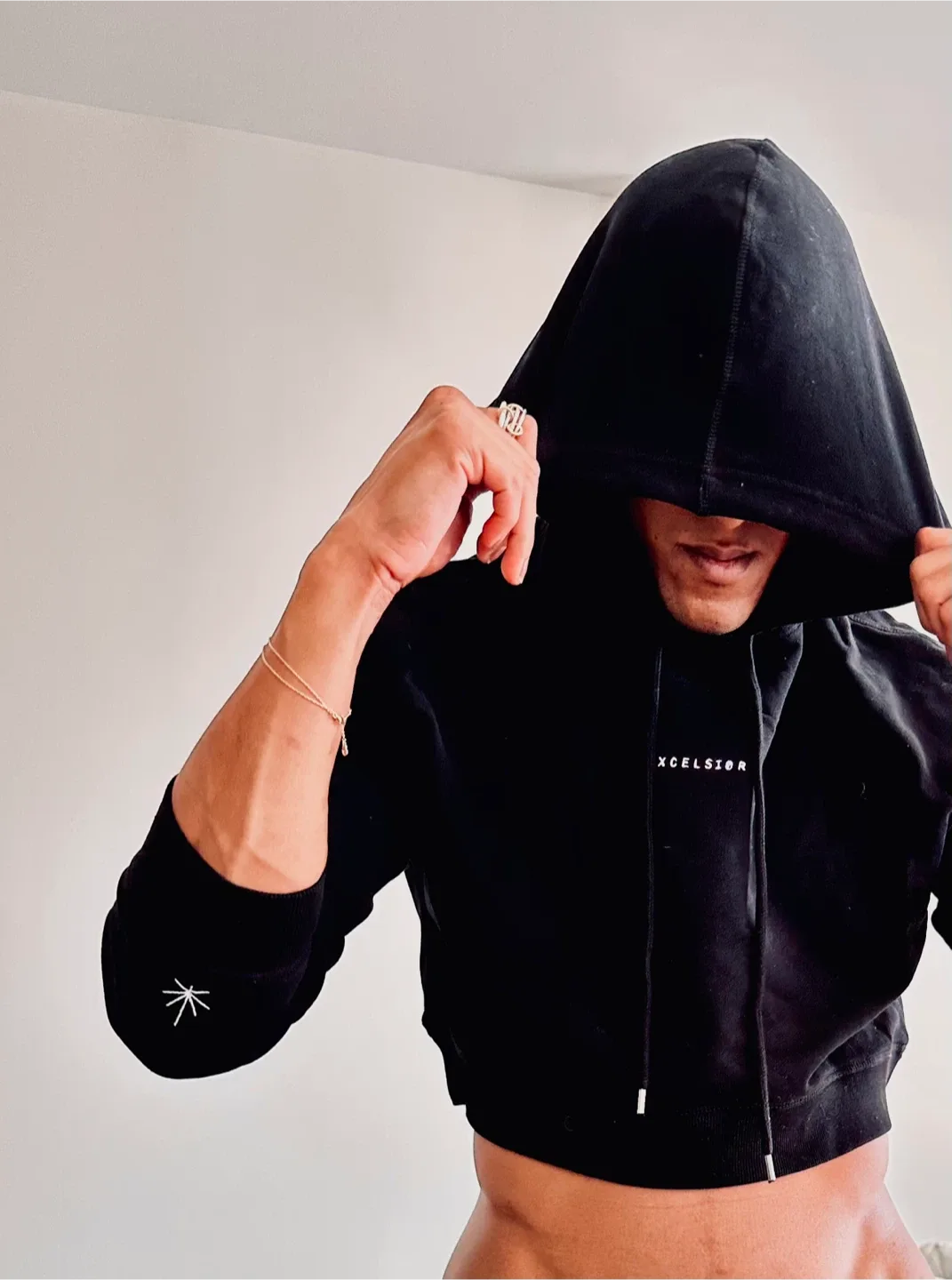 New Excelsior Black Cropped Hoodie thumbnail