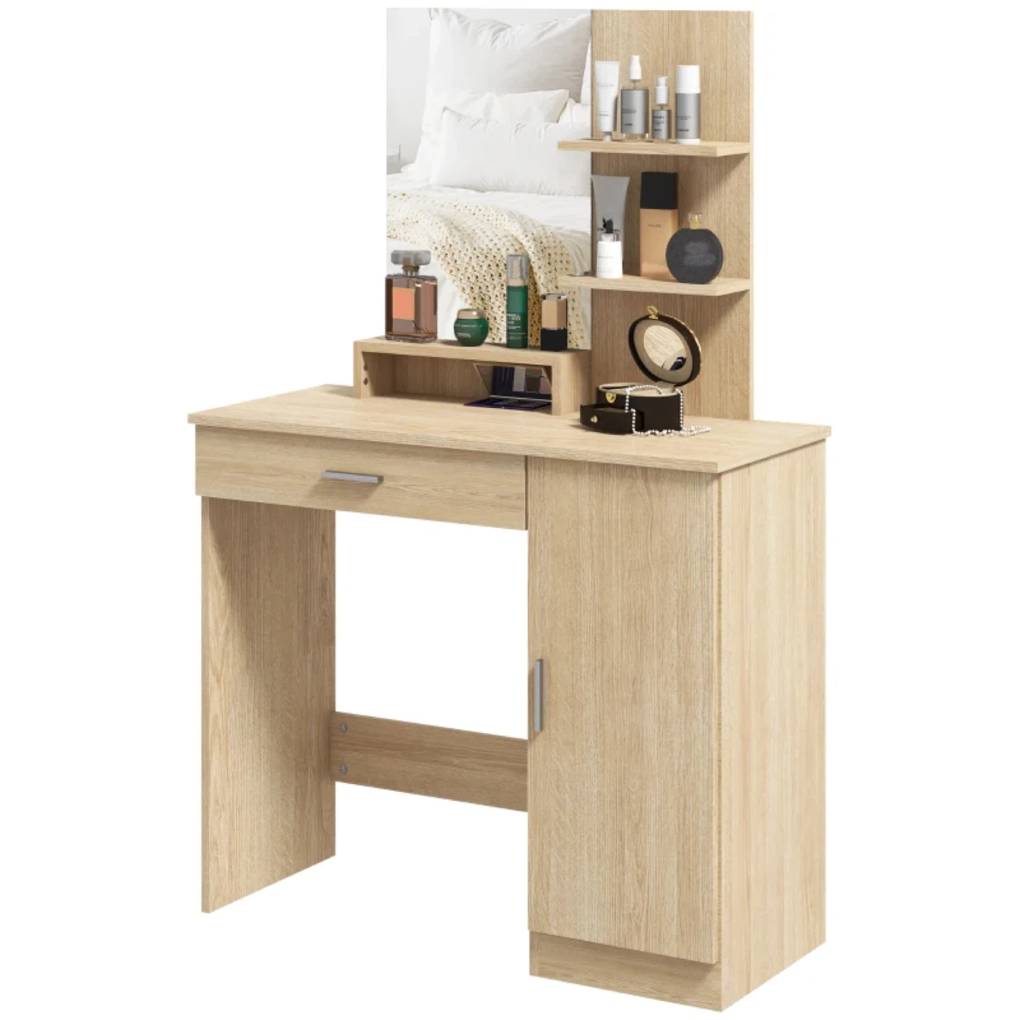 HOMCOM Vanity Desk with Mirror, Makeup Vanity w/ Drawer - photo 2