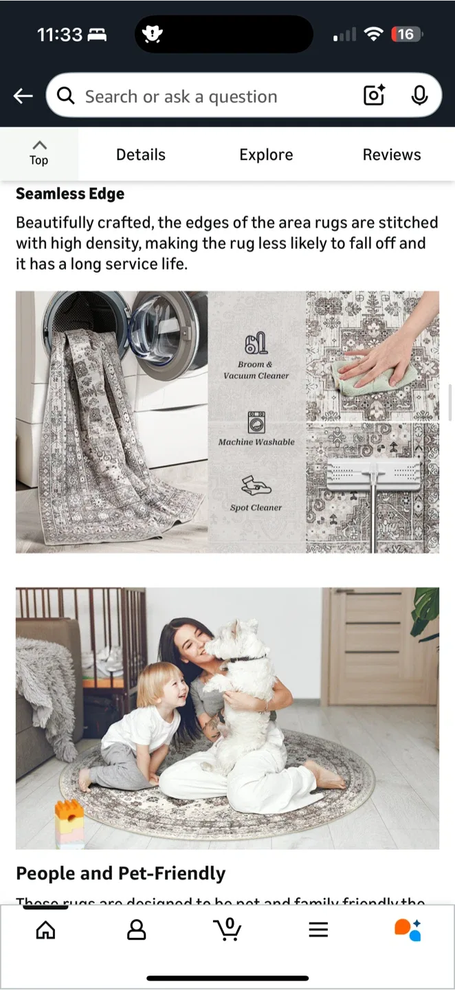 Zesthome Washable Round Rug – 9ft (Brown/Beige) image indicator(4)