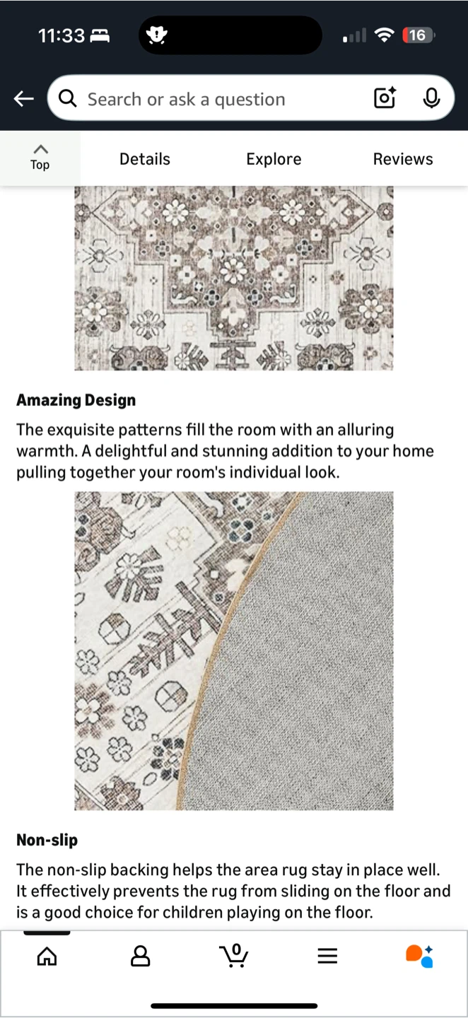 Zesthome Washable Round Rug – 9ft (Brown/Beige) - photo 3