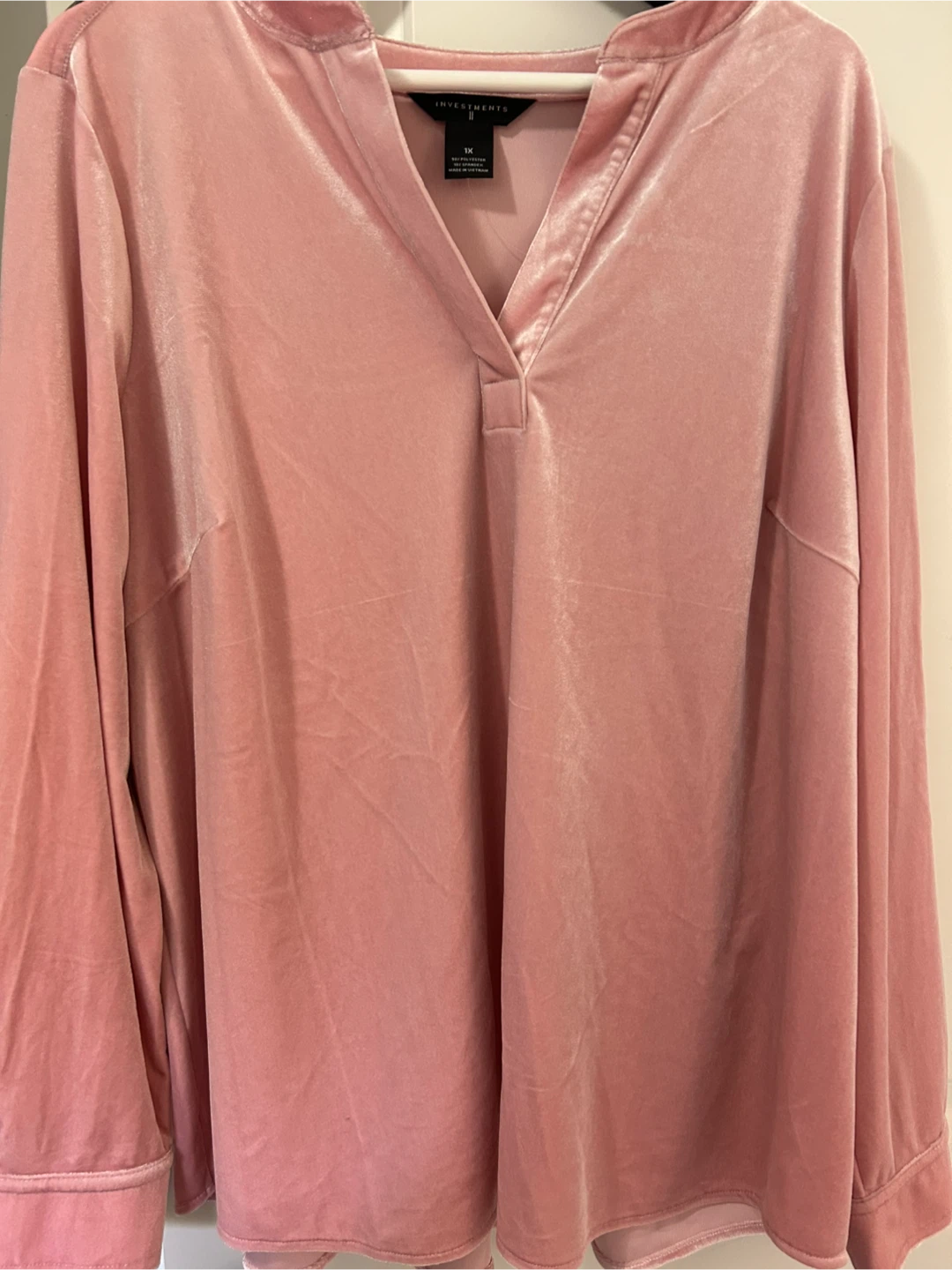 Pink Velvet Blouse Size 1X - photo 2