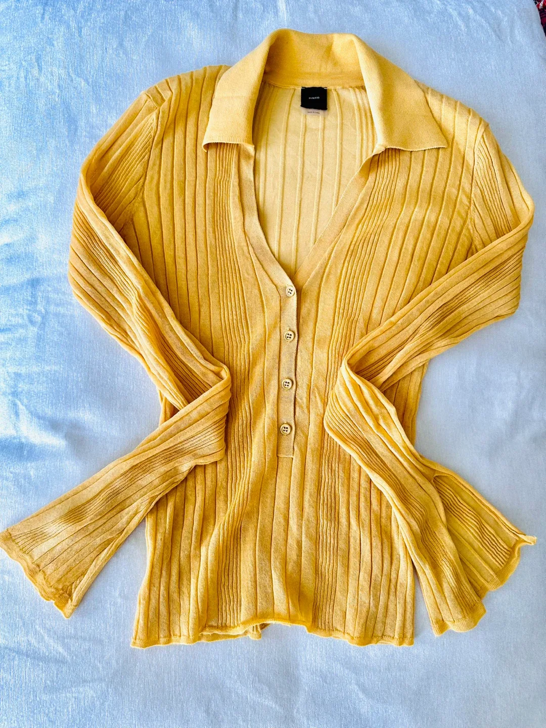 New Pinko Knit Top - Yellow, Size S image indicator(2)