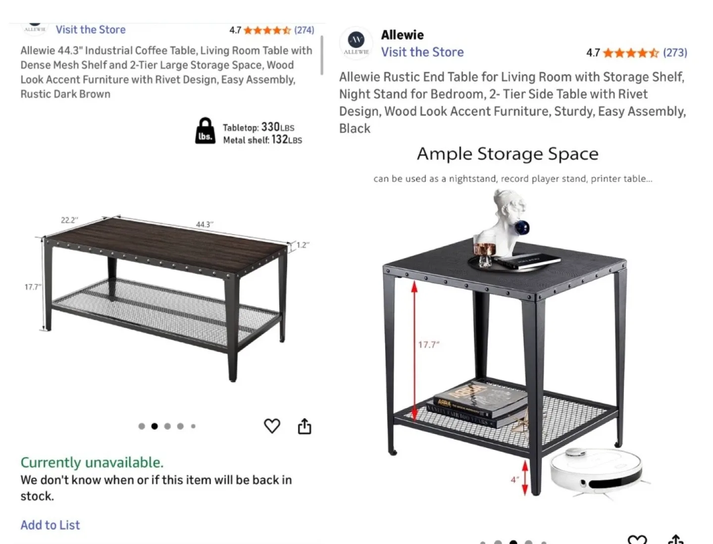 Industrial Living Room Table Set image indicator(7)