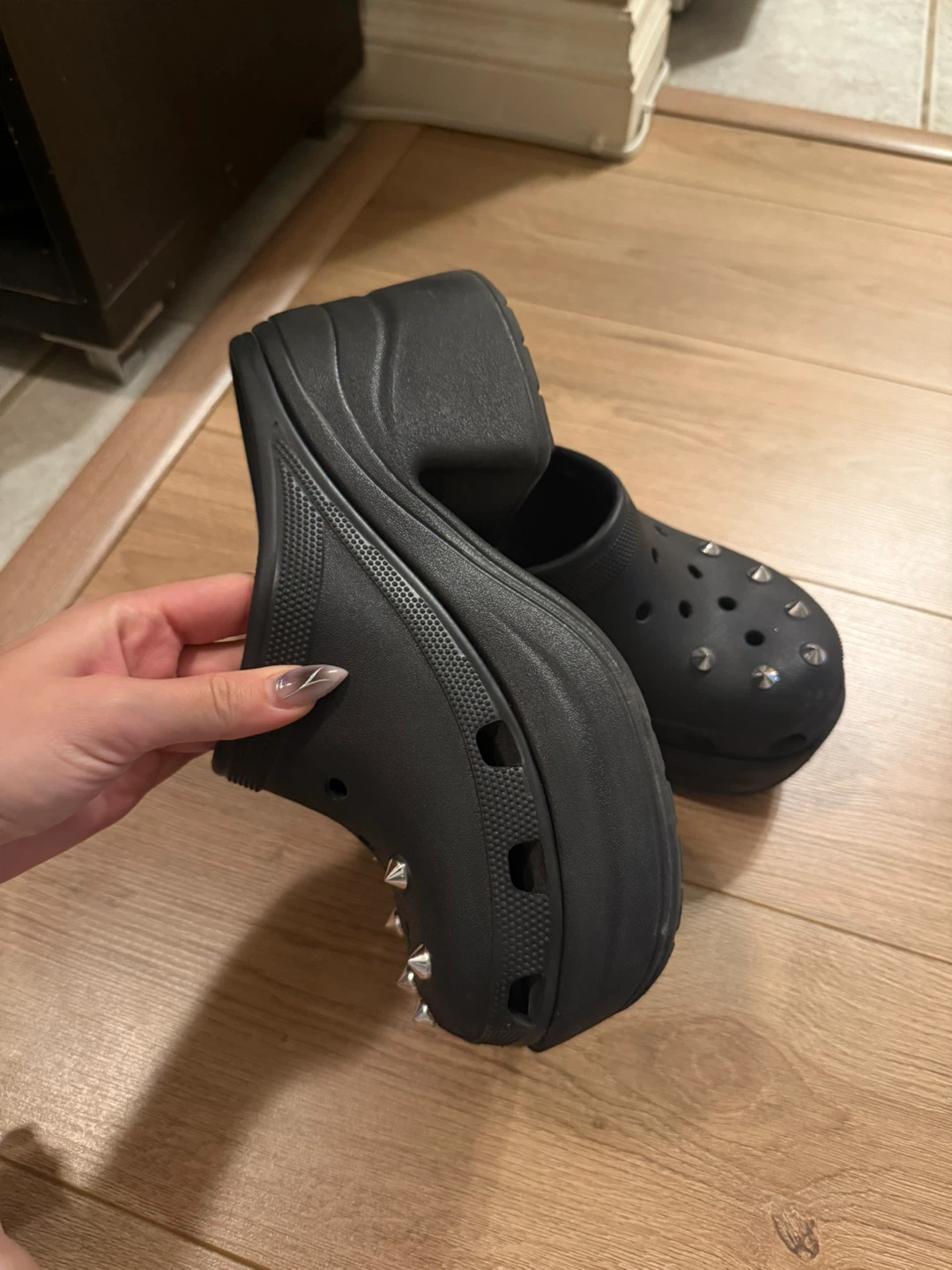 Crocs Black Platform Heels with Studs - photo 2