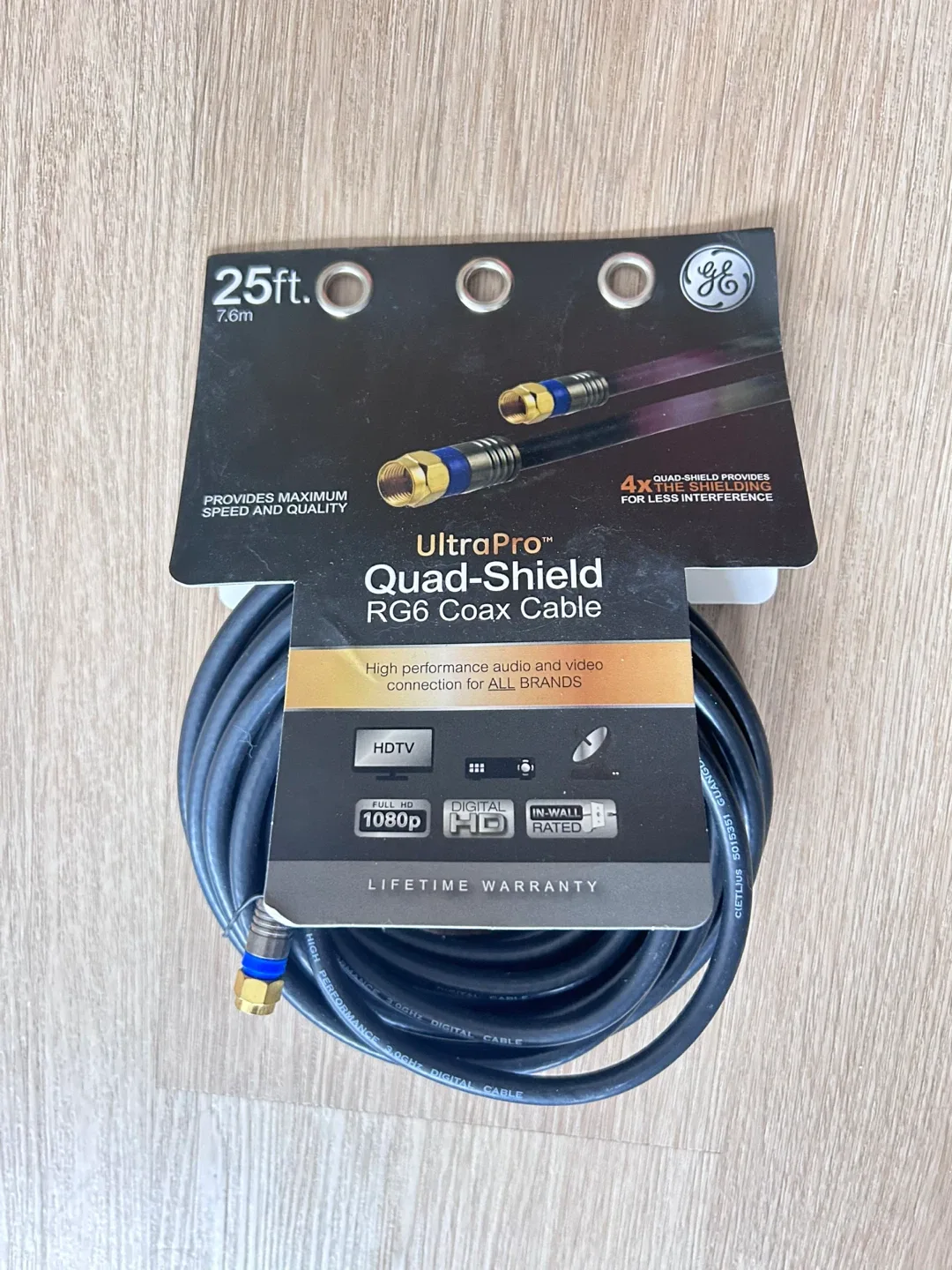 New GE UltraPro RG6 Quad-Shield Coax Cable 25ft thumbnail
