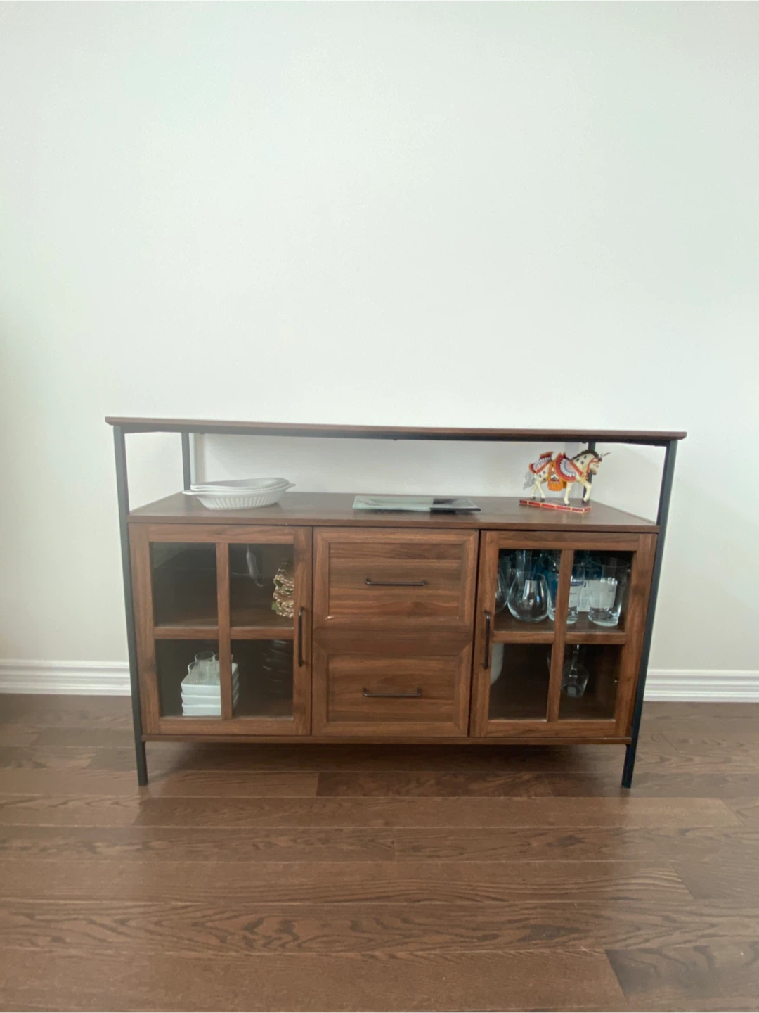 Wood and Metal Accent Cabinet