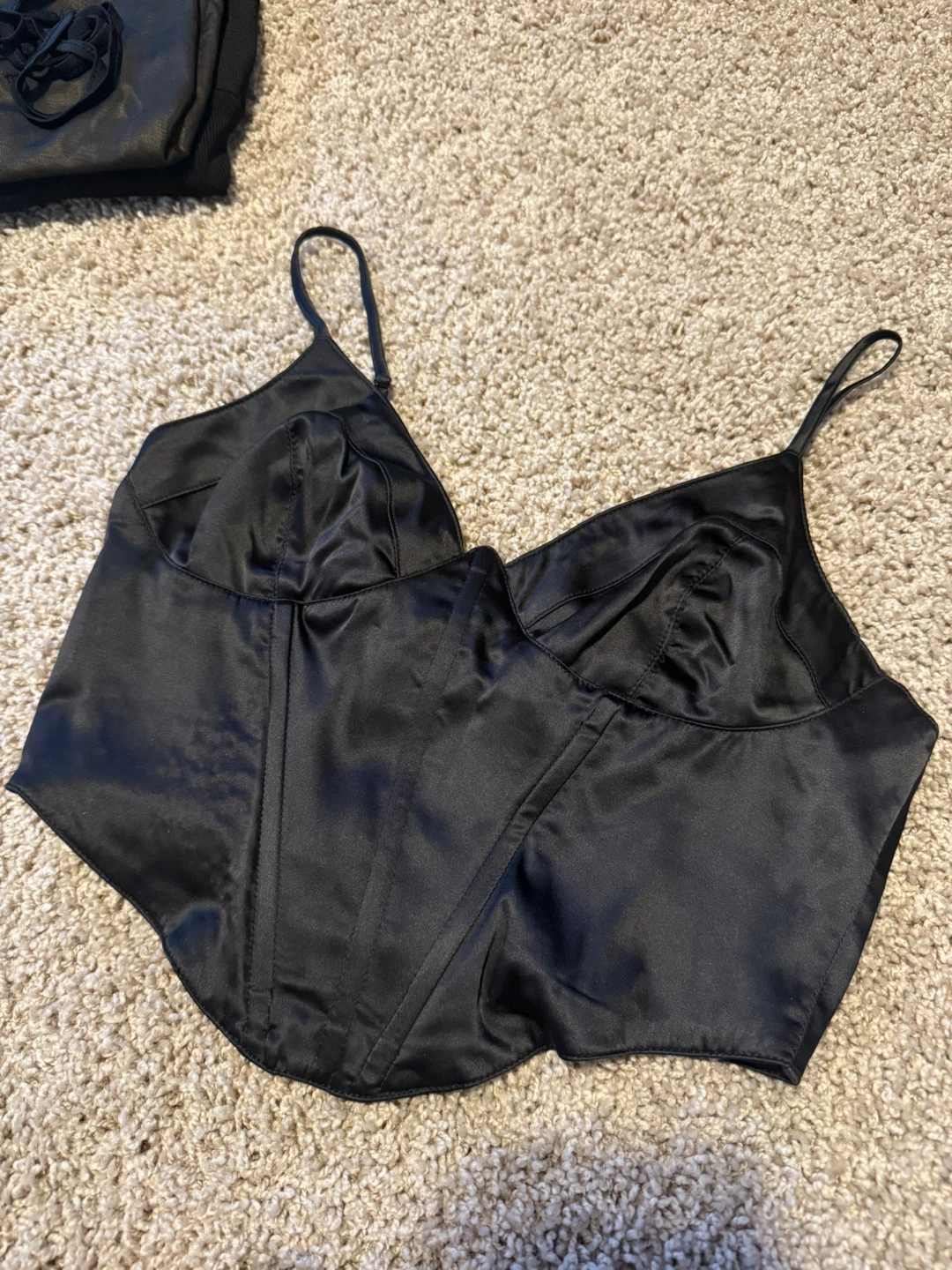 Garage Black Satin Corset Top