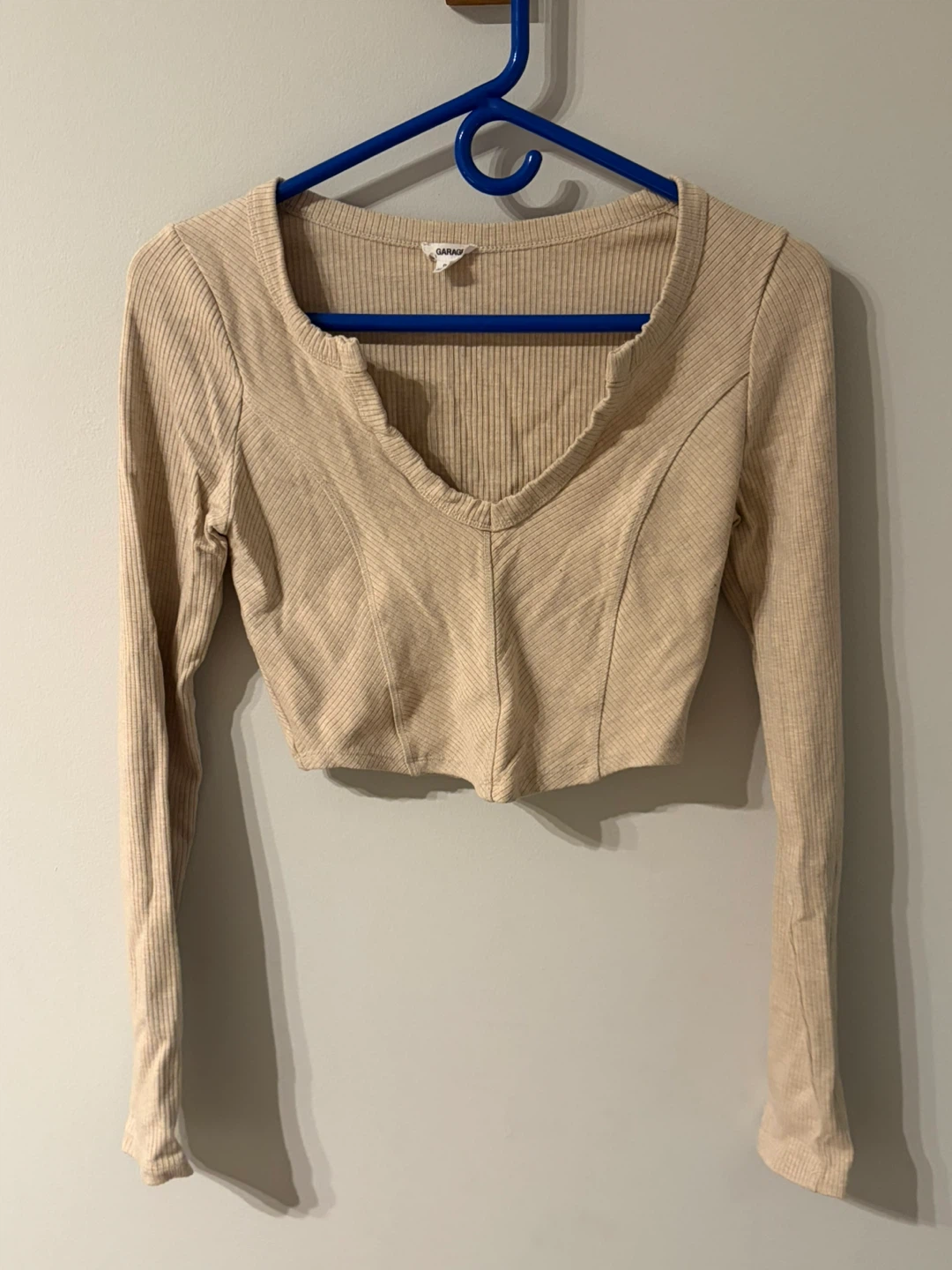 Garage Beige Long Sleeve Top - Size Small