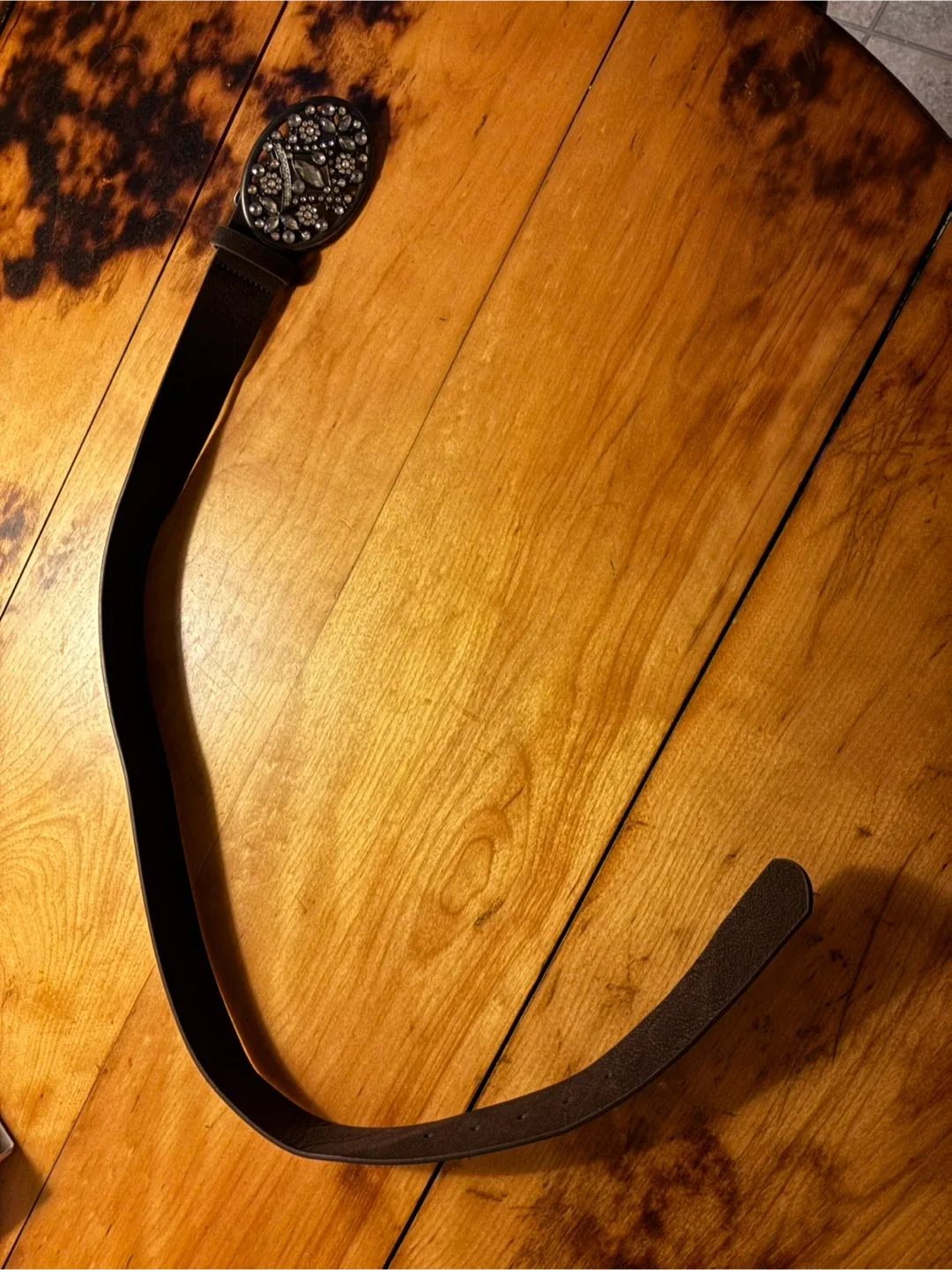 Brown Belt with Rhinestone Buckle