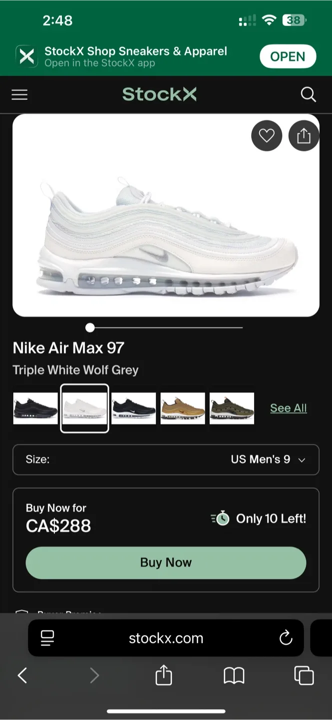 Nike Air Max 97 Triple White Wolf Grey US Mens 9 image indicator(4)