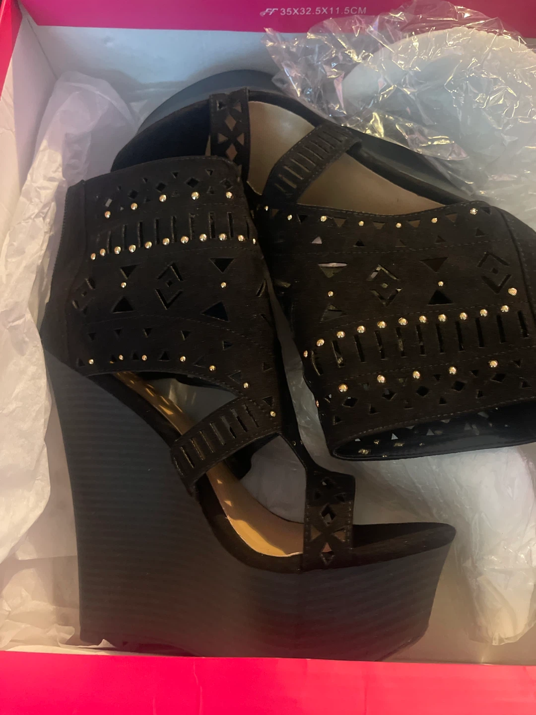 Black Wedge Heel Sandals