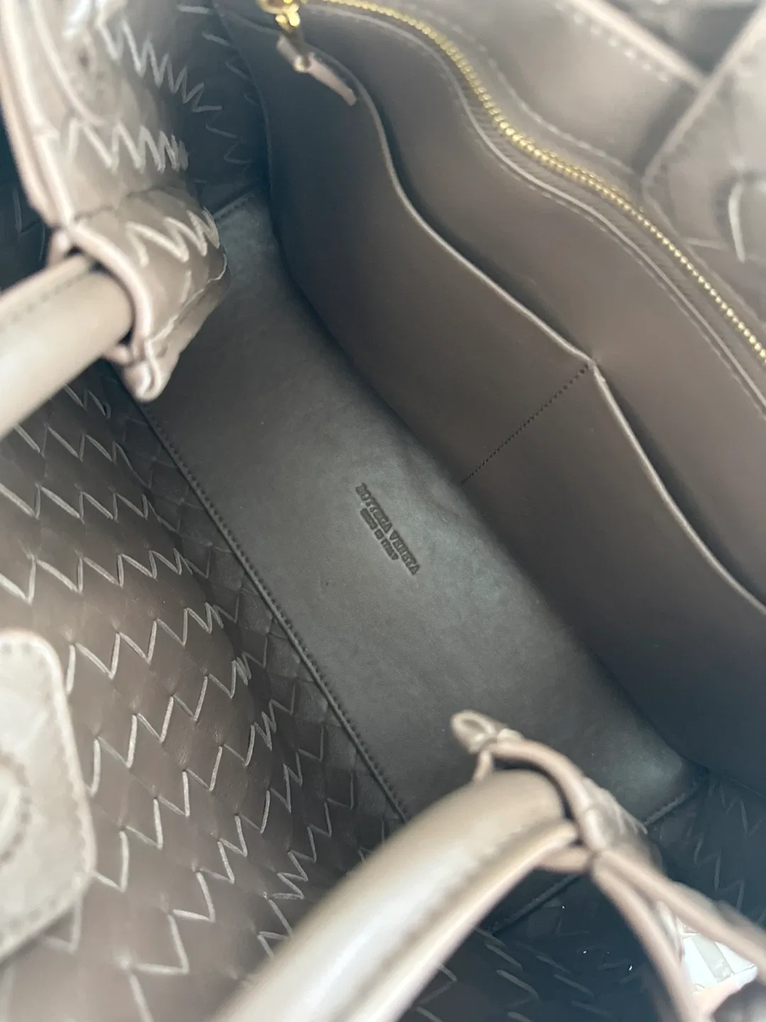 Bottega Veneta Brown Leather Woven Top Handle Leather Bag image indicator(5)