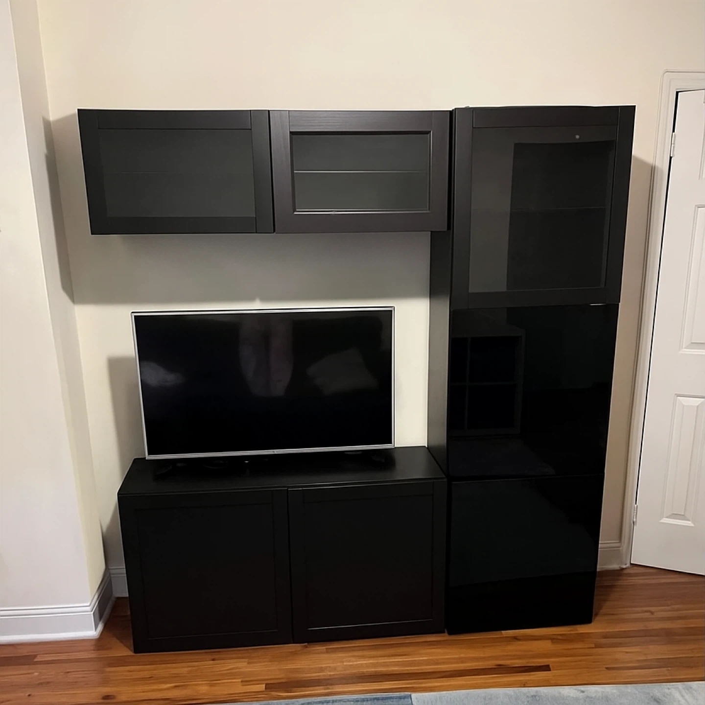IKEA Black TV Stand and Wall Cabinet