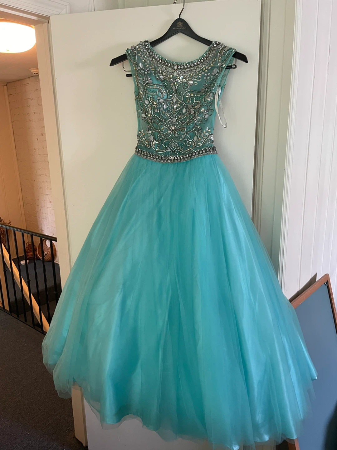 Light Blue Beaded Giovanni Prom Dress