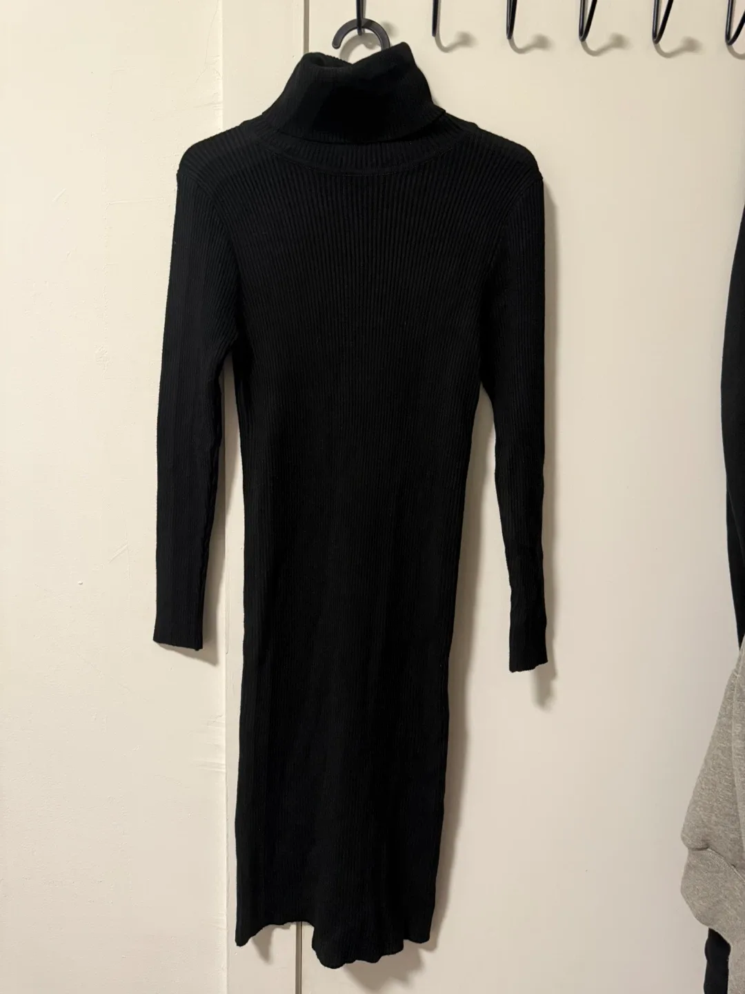 Black Turtleneck Ribbed Dress image indicator(2)