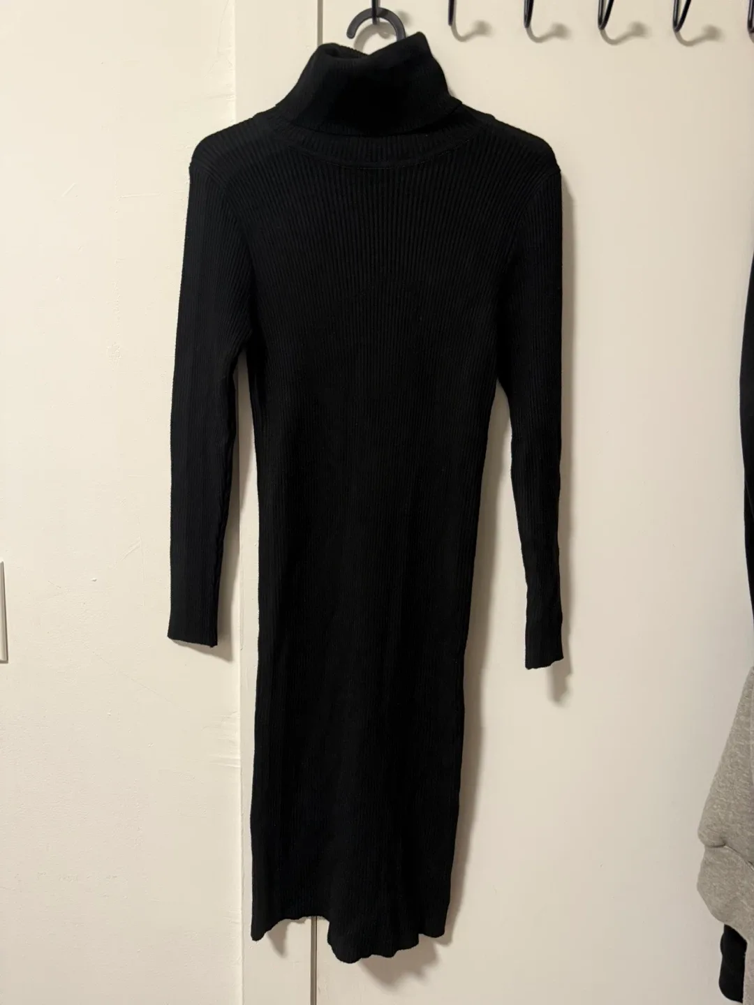 Black Turtleneck Ribbed Dress thumbnail