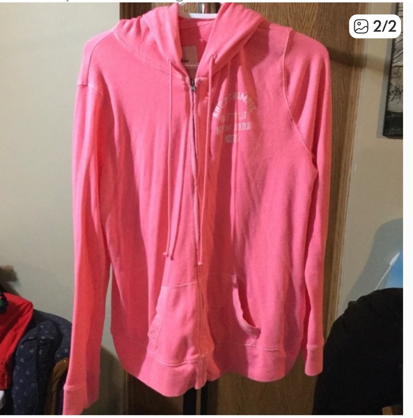 Pink zip up hoodie Abercrombie & Fitch size large - photo 2