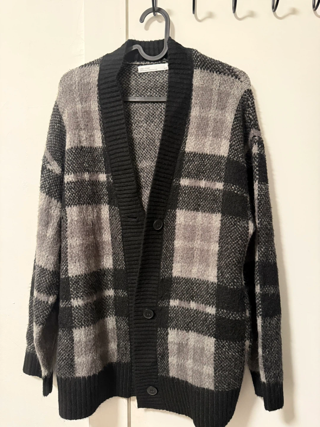Oak + Fort Plaid Cardigan - Size XS