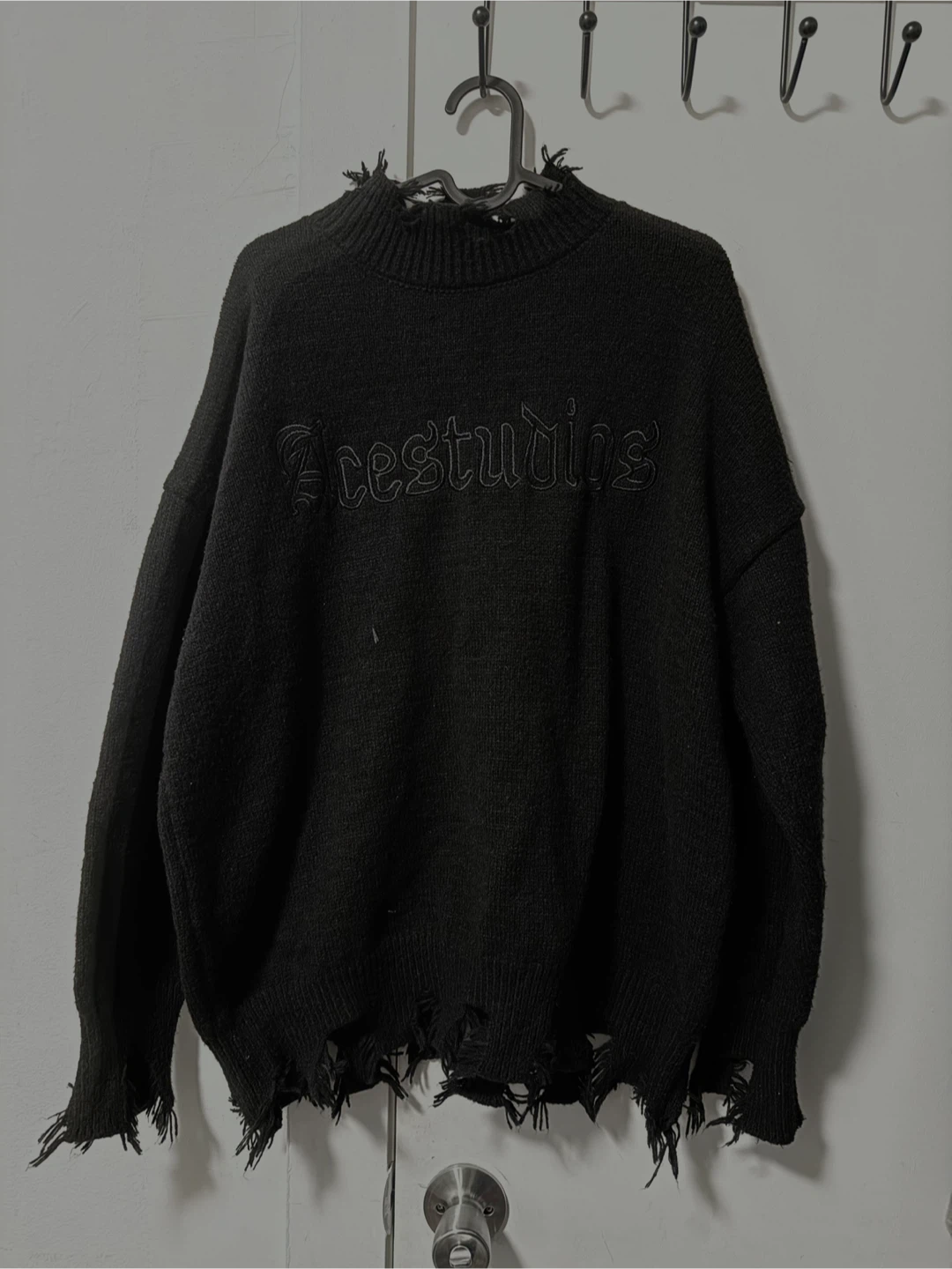 Acestudios Black Distressed Sweater