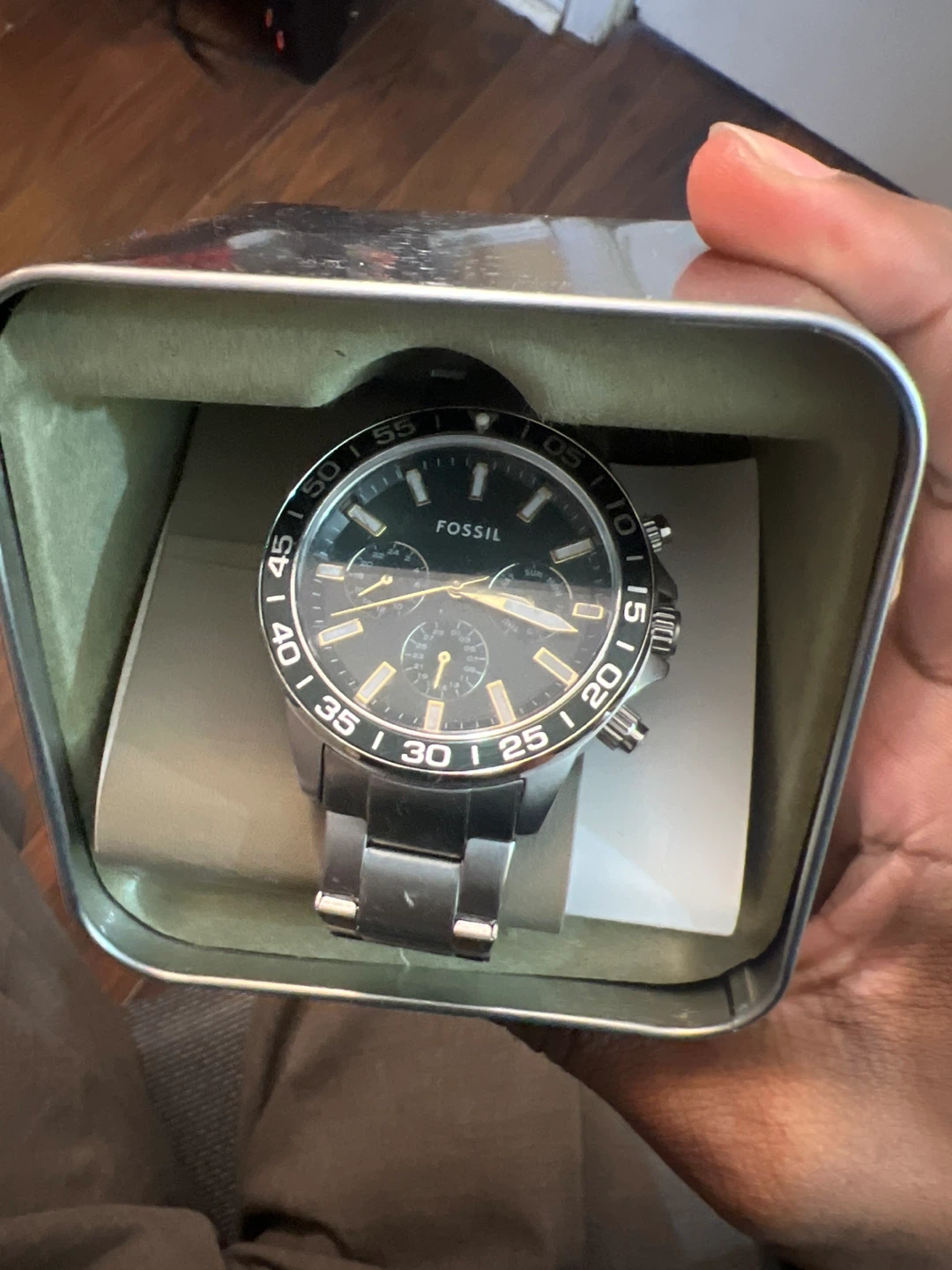 Fossil Chronograph Watch – Green & Stainless Steel Combo (Men’s) - photo 3