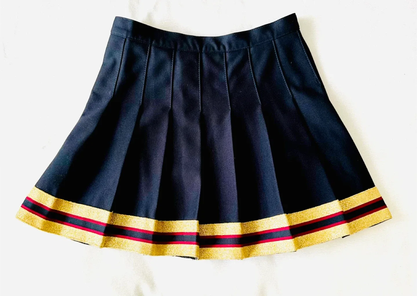 Pleated Mini Skirt - Black with Gold & Red Trim image indicator(2)
