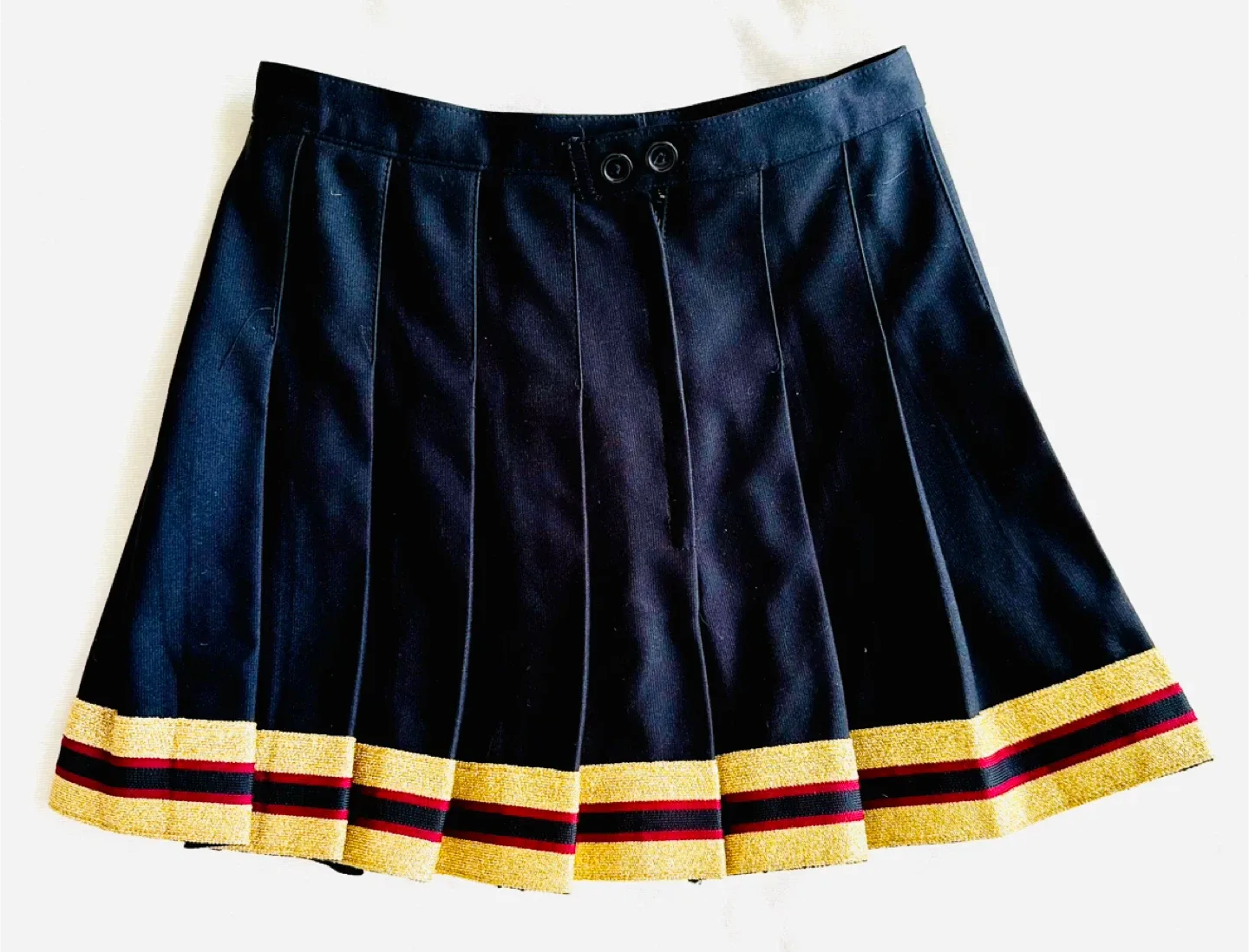 Pleated Mini Skirt - Black with Gold & Red Trim image indicator(3)