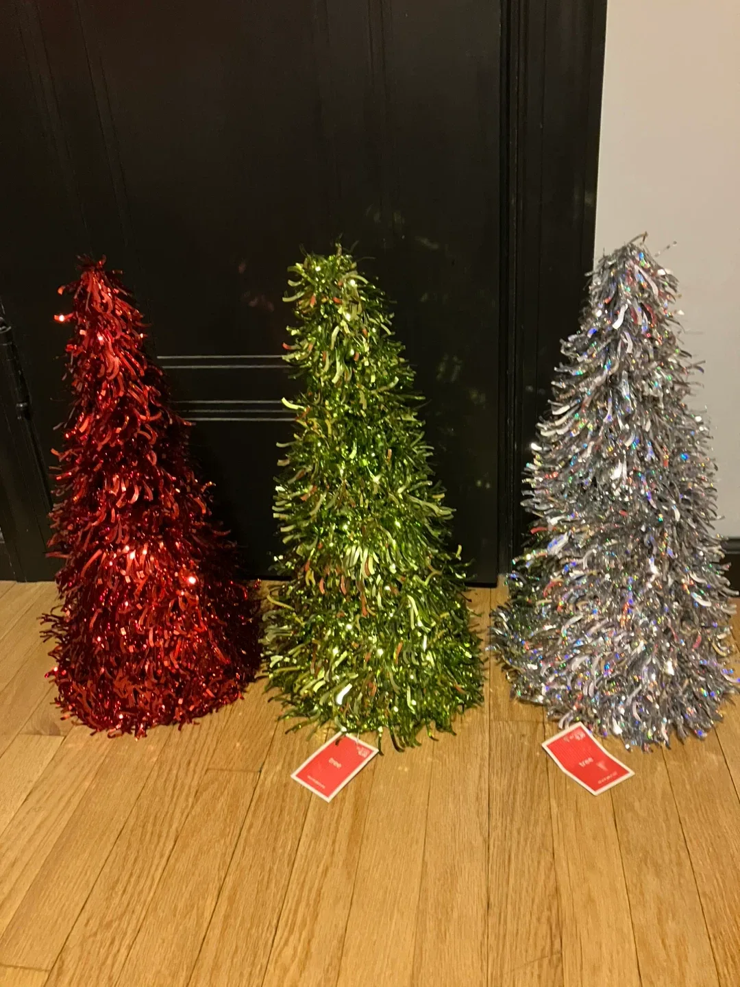 Tinsel Christmas Trees - Red, Green, Silver thumbnail