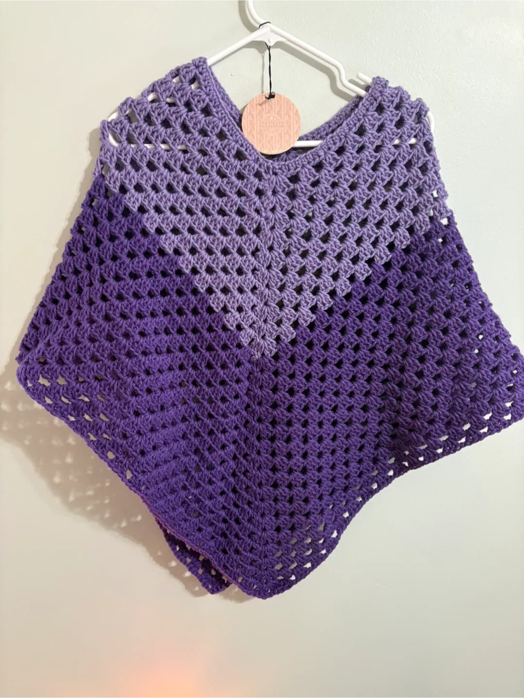 Handmade Crocheted Poncho - Purple