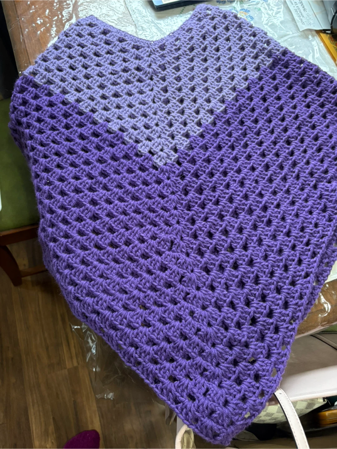 Handmade Crocheted Poncho - Purple - photo 5