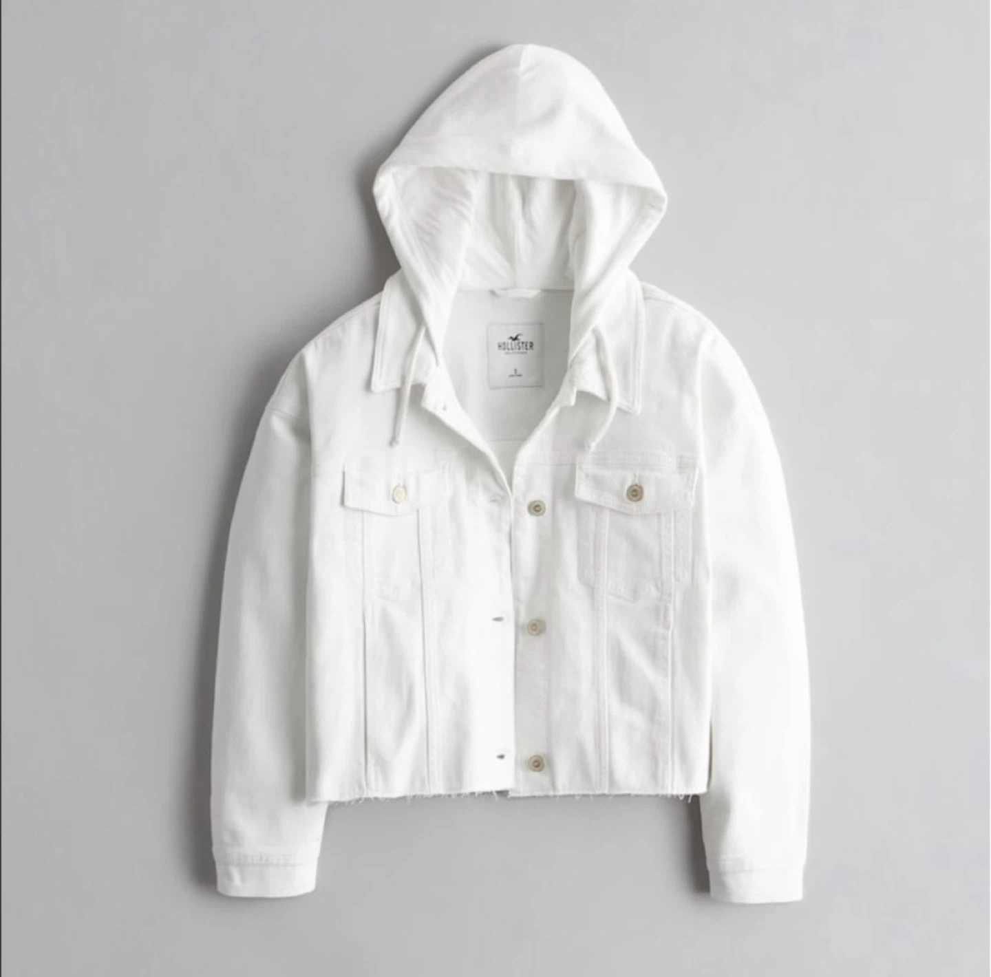 OVERSIZED CROPPED HOODED DENIM JACKET