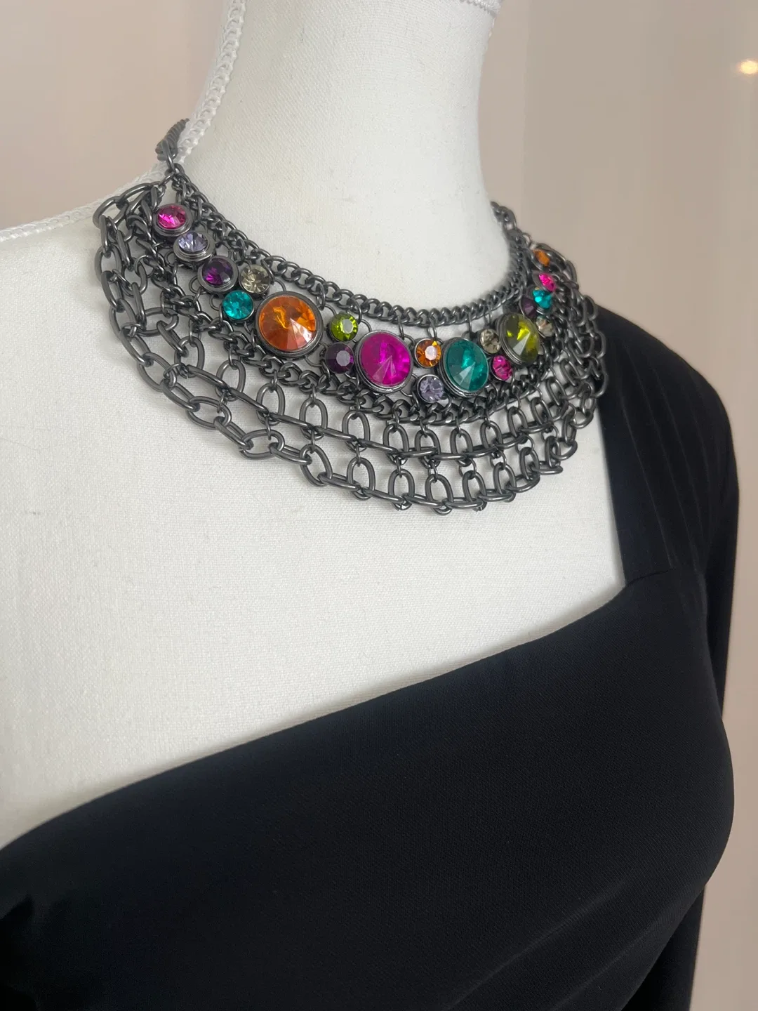 Multicoloured Gemstone Statement Necklace image indicator(8)