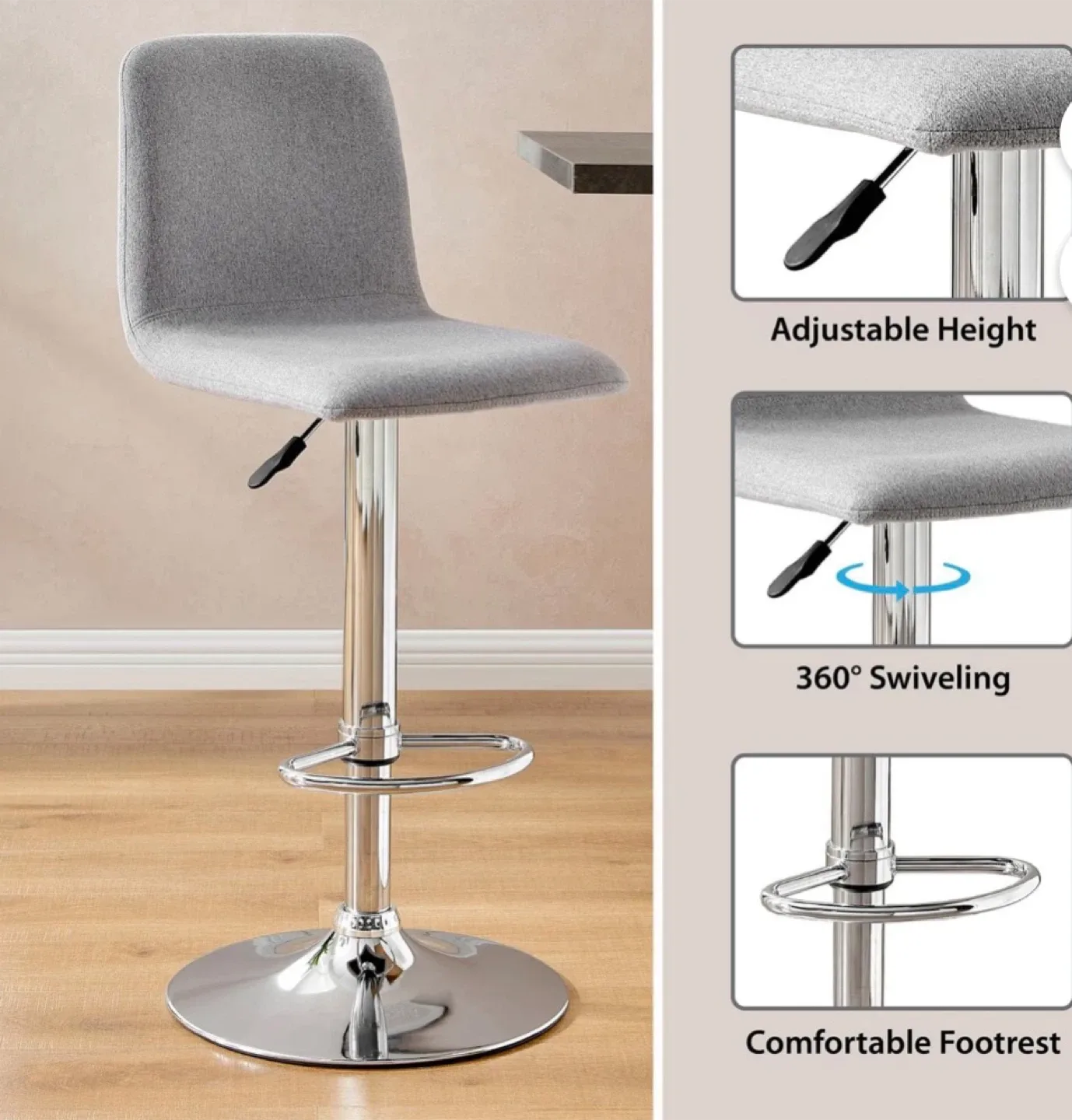 Hometrends Bar Stool - Adjustable Height image indicator(3)