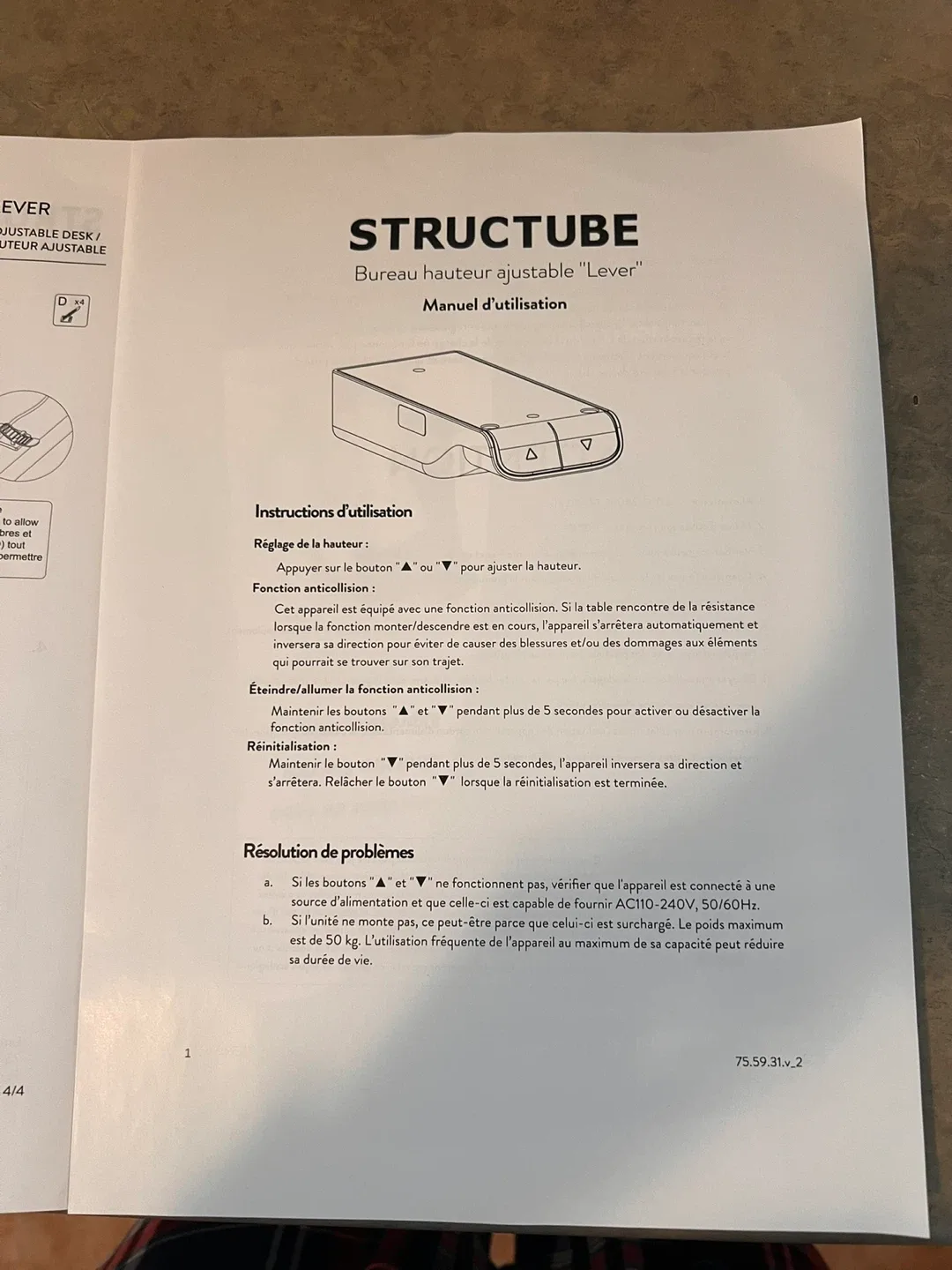 Structube Adjustable Standing Desk - White image indicator(5)