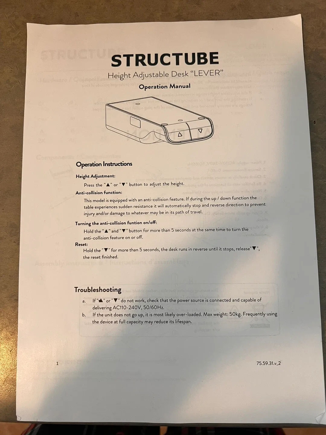 Structube Adjustable Standing Desk - White image indicator(10)