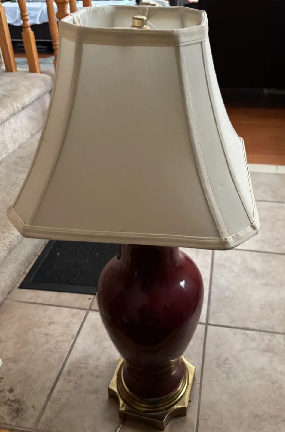 Beautiful Burgundy Ceramic Vase Table Lamp image indicator(3)