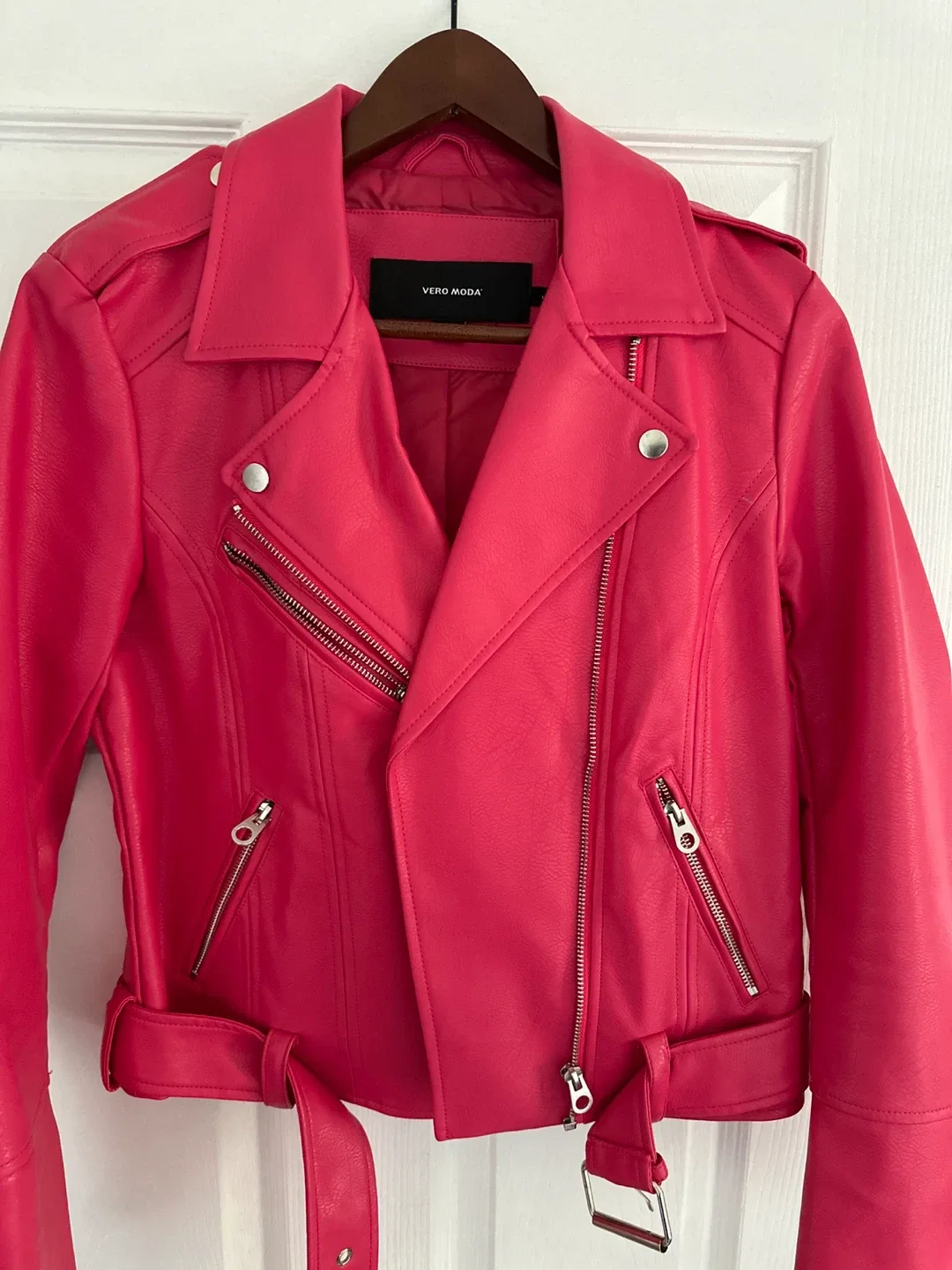 Vero Moda Pink Faux Leather Jacket - Size M