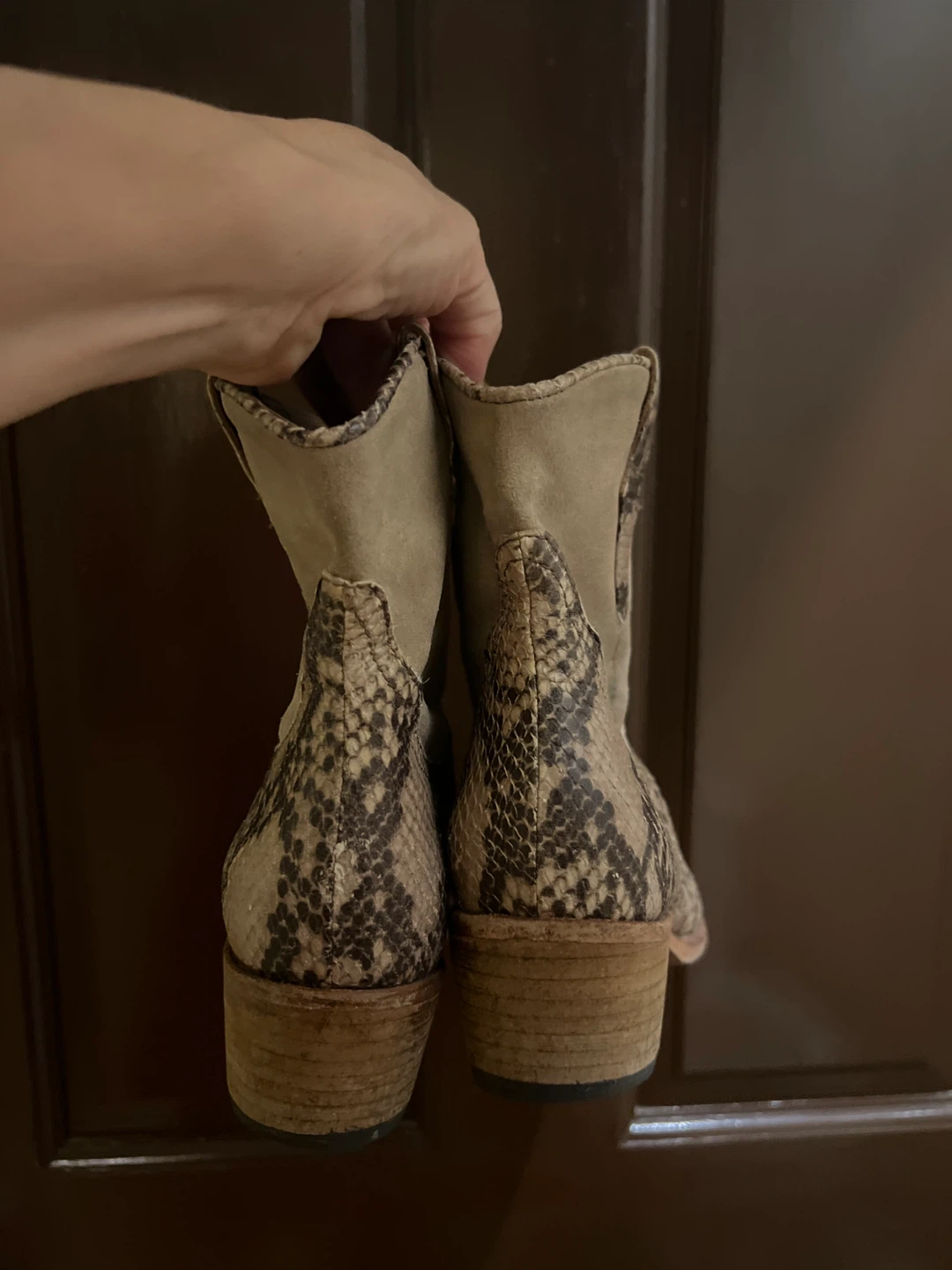 Snakeskin Print Ankle Boots, Size 7 - photo 3