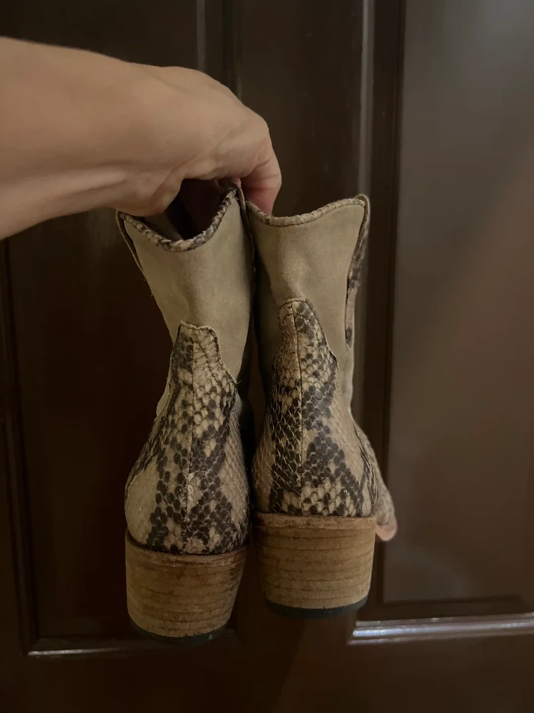 Snakeskin Print Ankle Boots, Size 7 image indicator(3)