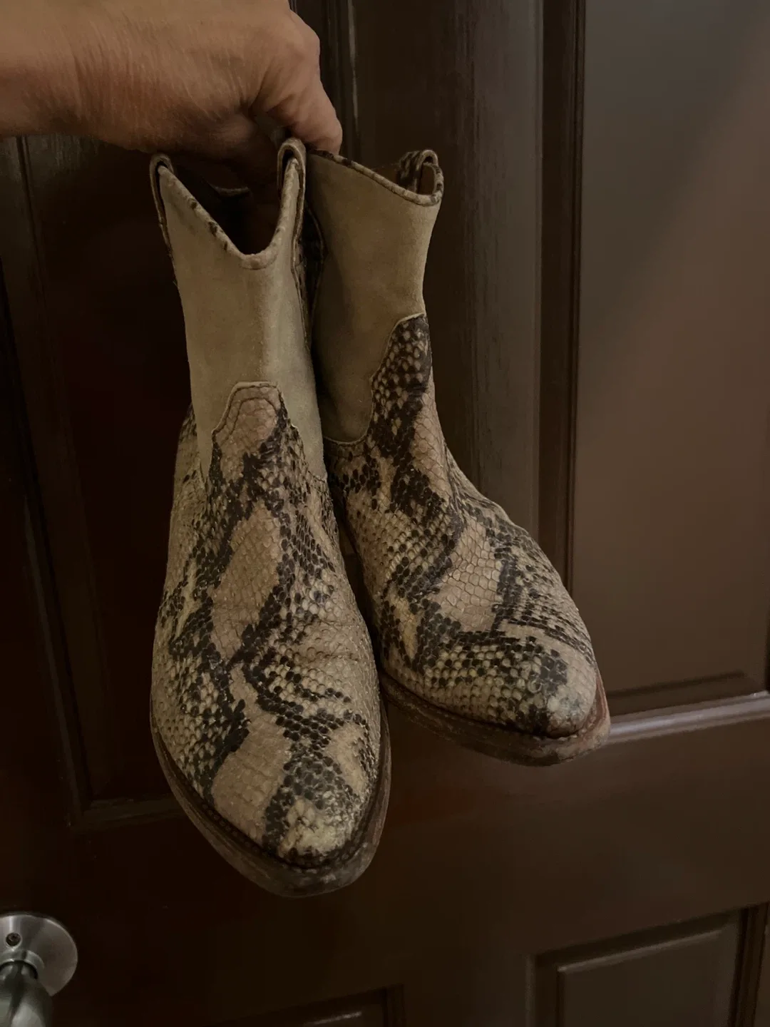 Snakeskin Print Ankle Boots, Size 7 image indicator(2)