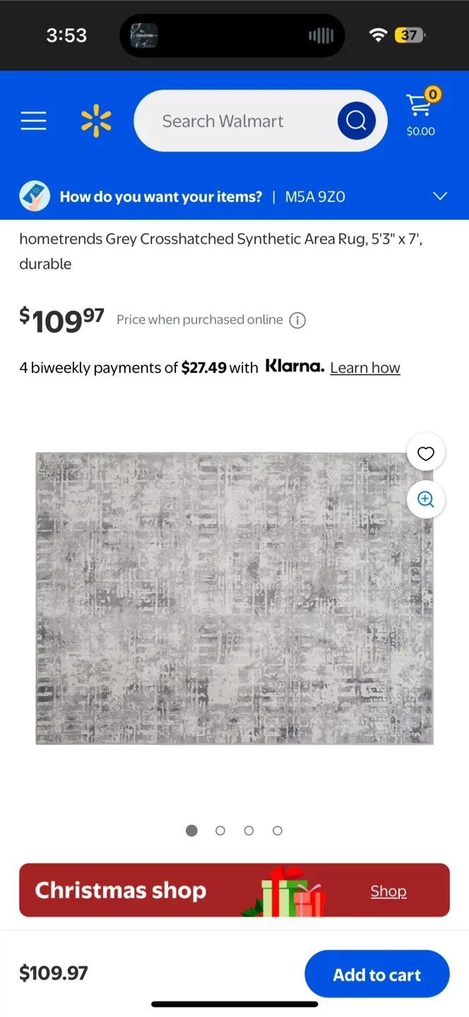 hometrends Grey Crosshatched Area Rug 5'3" x 7' image indicator(3)