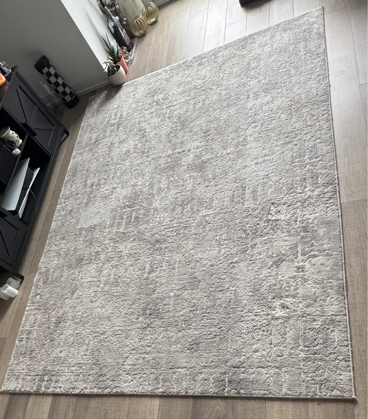 hometrends Grey Crosshatched Area Rug 5'3" x 7' - photo 2