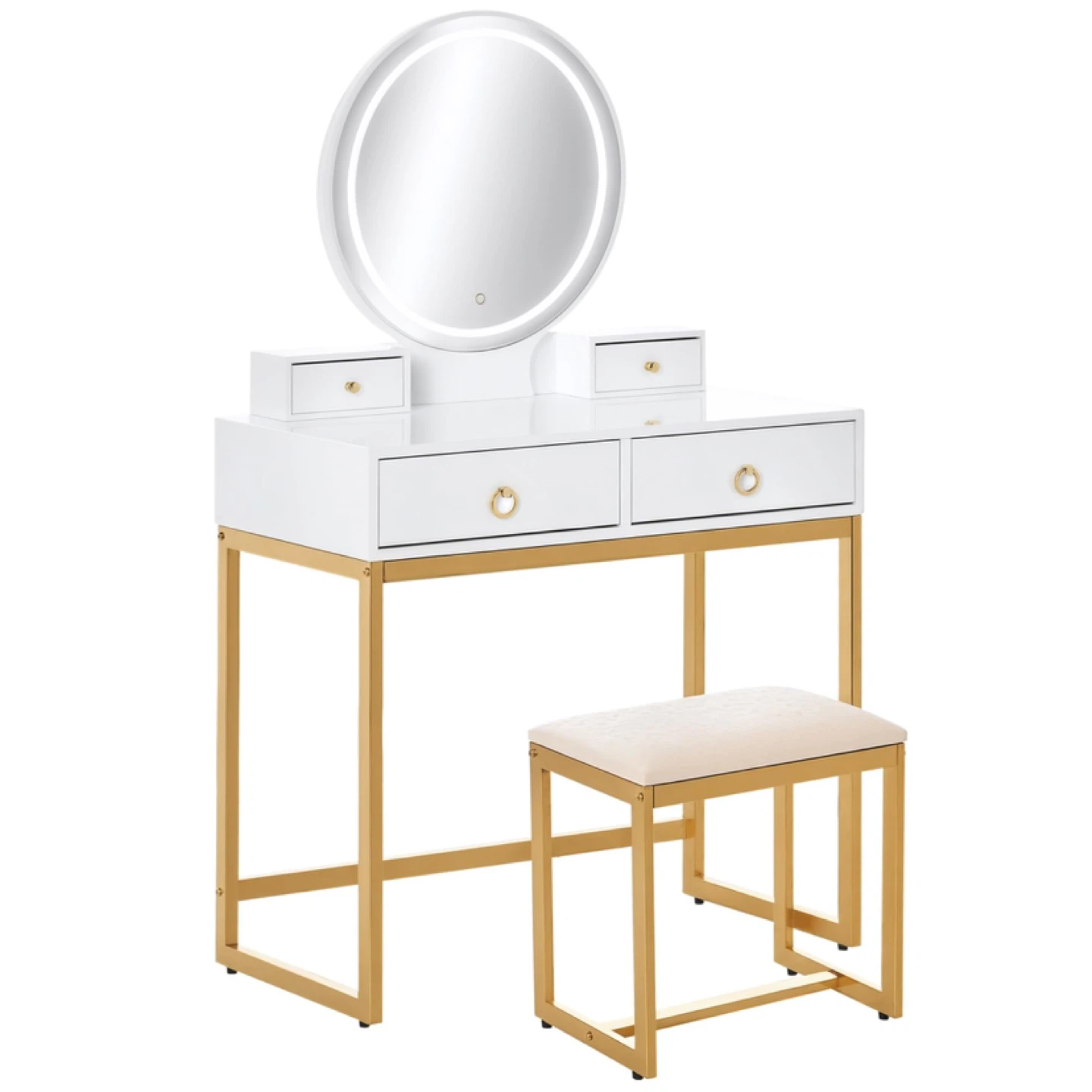 HOMCOM Makeup Vanity Desk Mirror with 3-Color LED Light