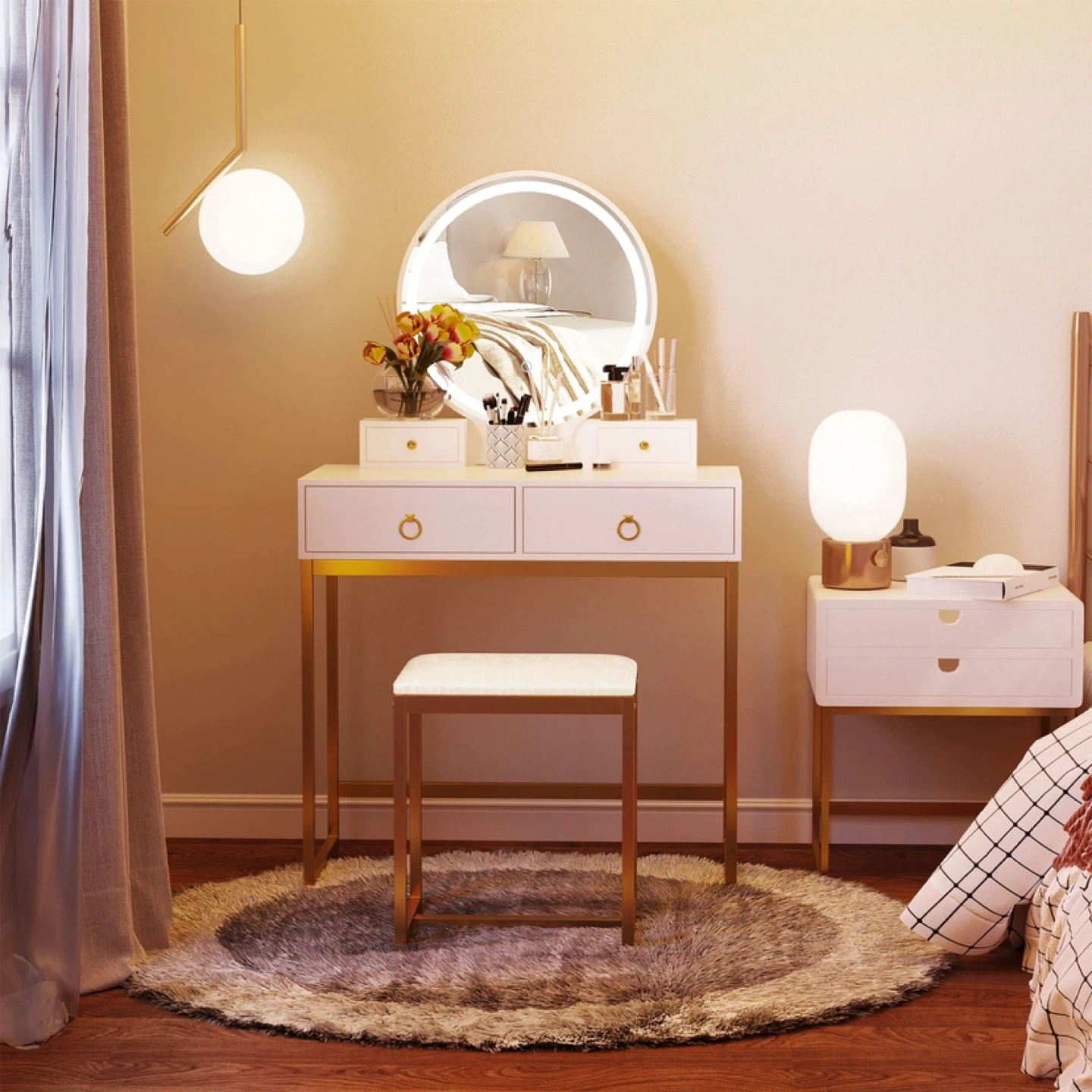 HOMCOM Makeup Vanity Desk Mirror with 3-Color LED Light - photo 2