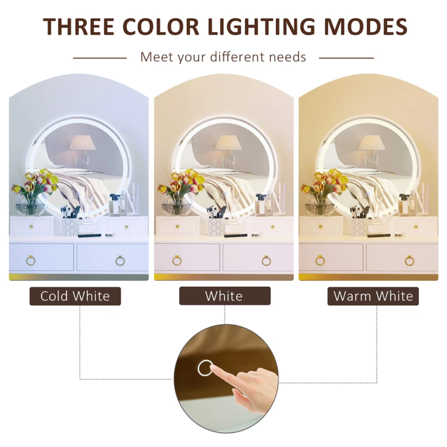 HOMCOM Makeup Vanity Desk Mirror with 3-Color LED Light - photo 3