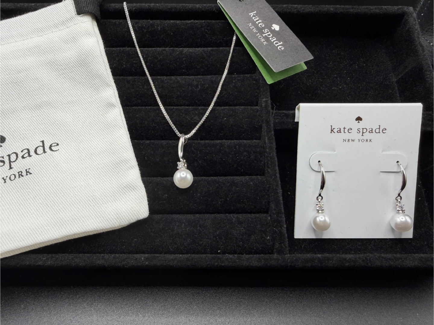 Kate Spade Pearl Pendant Necklace & Earrings Set