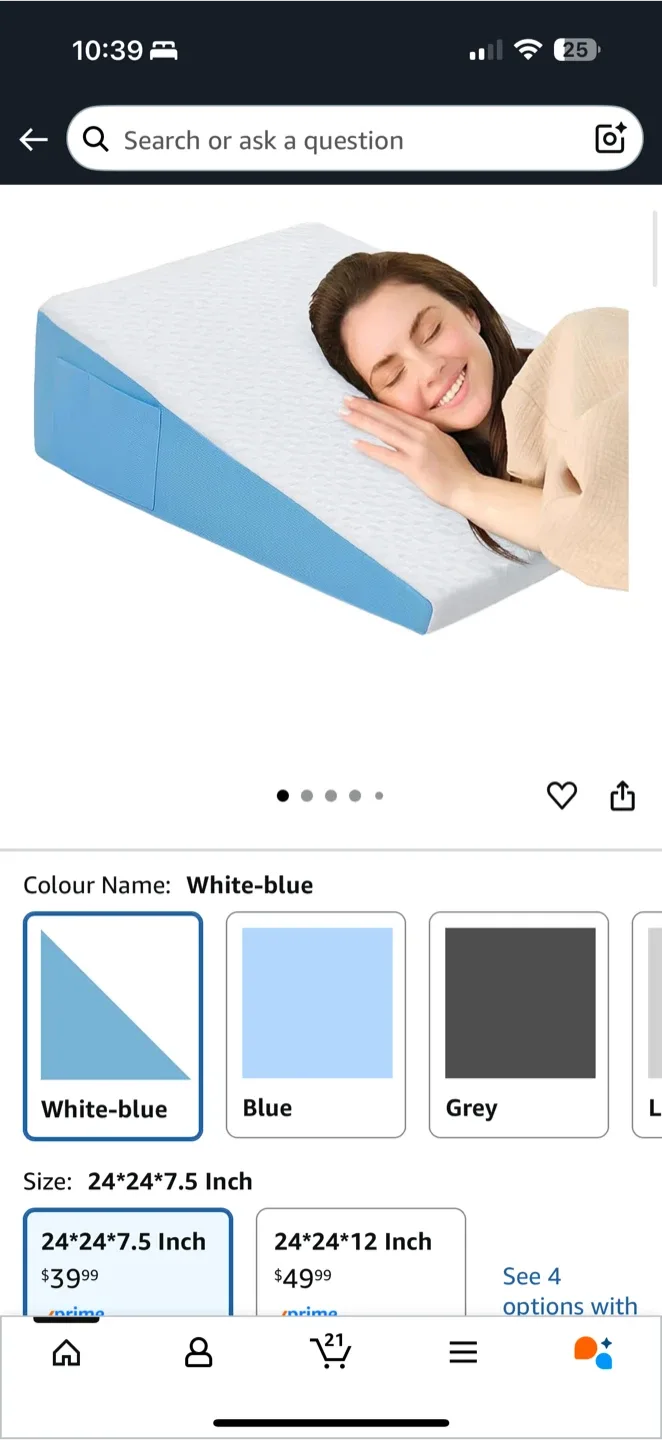 Coldhunter Wedge Pillow – White/Blue (24×24×7.5”) thumbnail